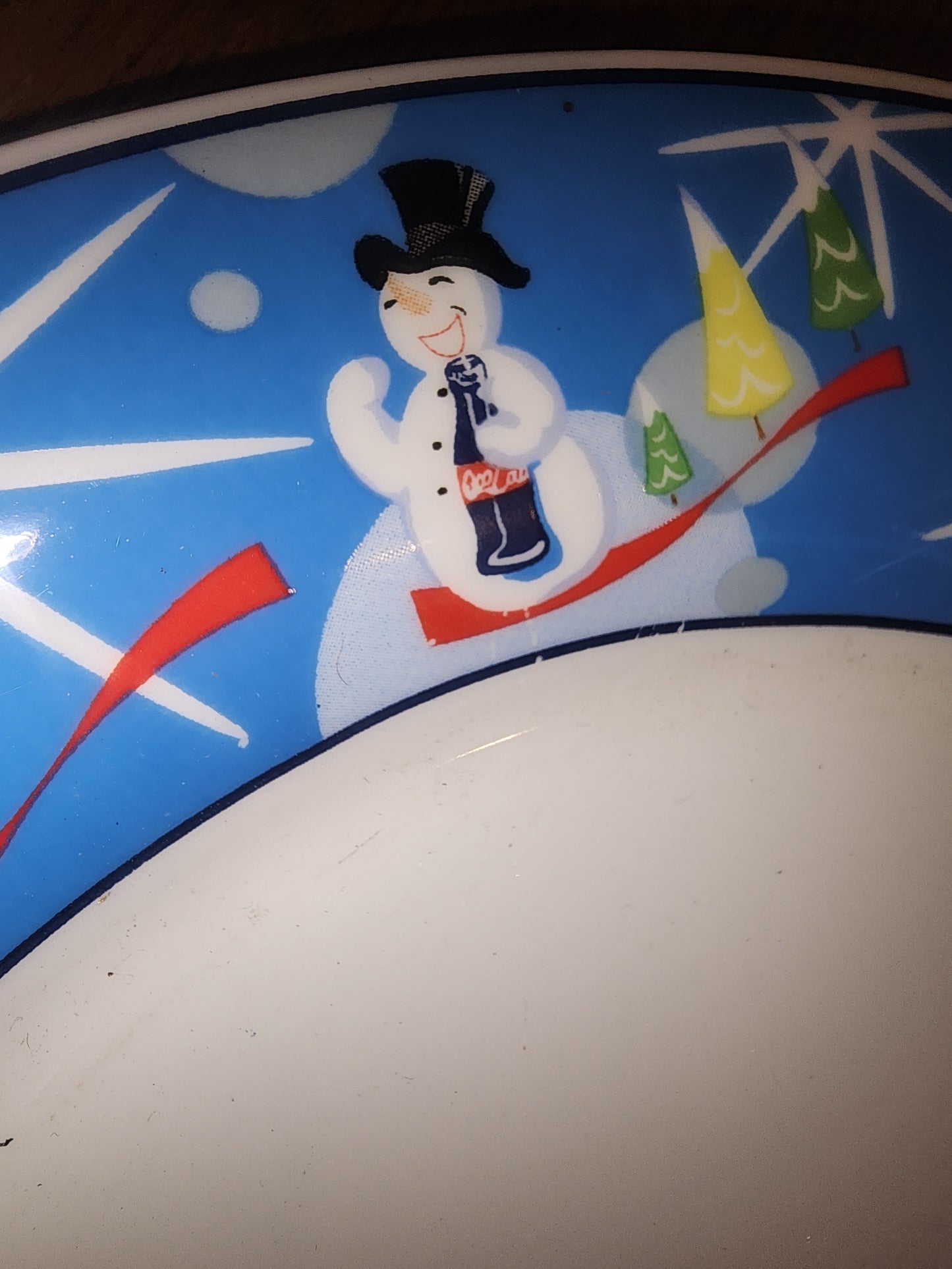 Coca Cola Snowman Replacement Vtg Dinner Plate Laughing Snowman 10.25"
