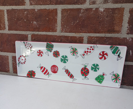 Food Network Holiday Sweets Christmas Candy Appetizer Serving Party Platter stoneware