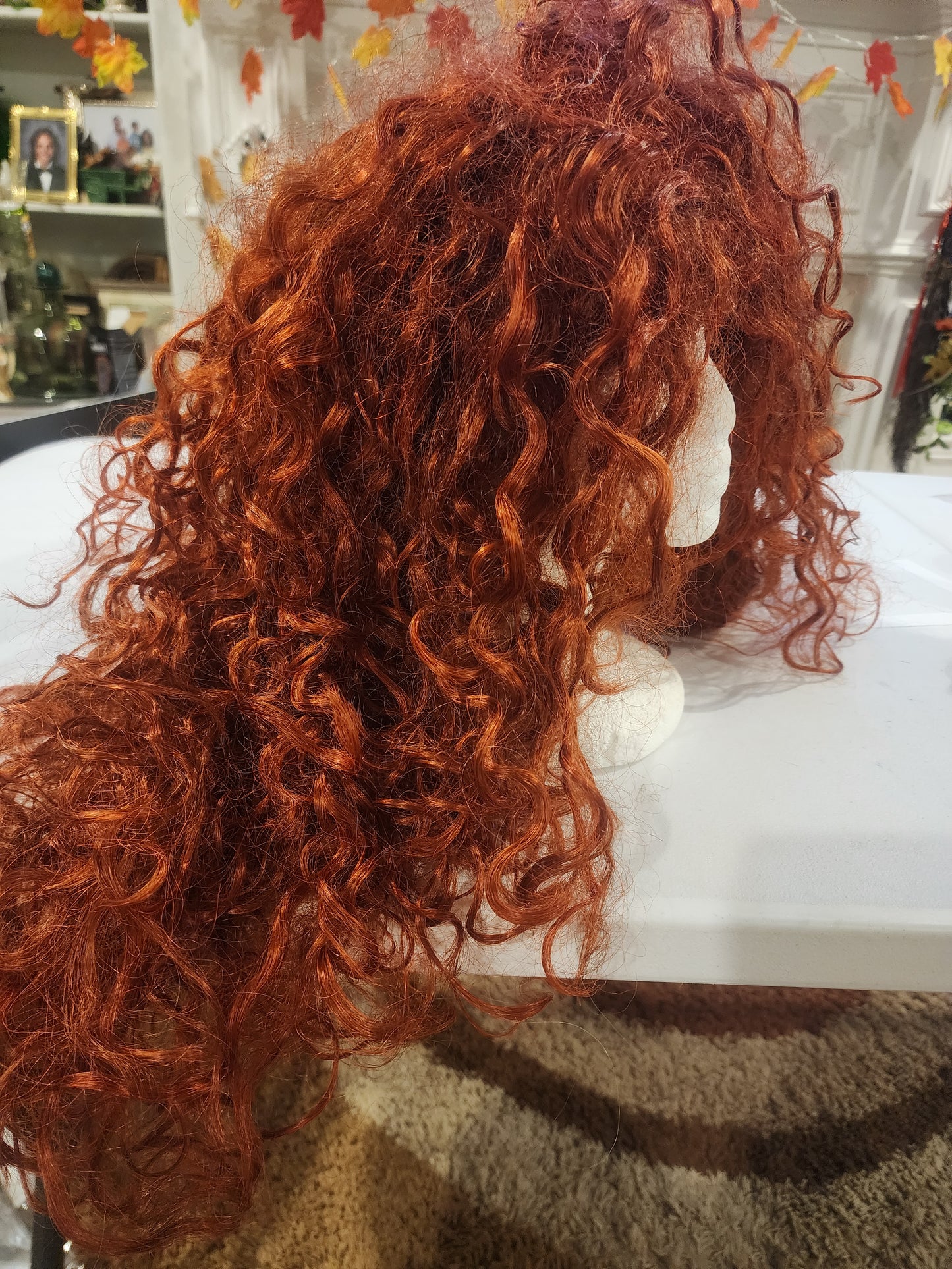 RED curly Wig Poison Ivy or, Princess Merida costume or just to wear.