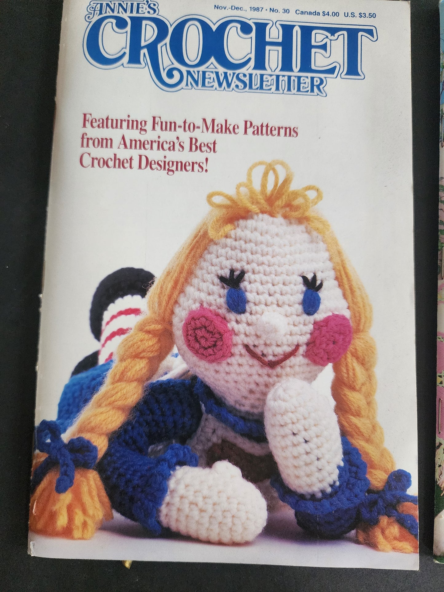 Annie's CROCHET Newsletter #20 1986 Alice in crochet land & #30 1987 Fun to Make Patterns.
