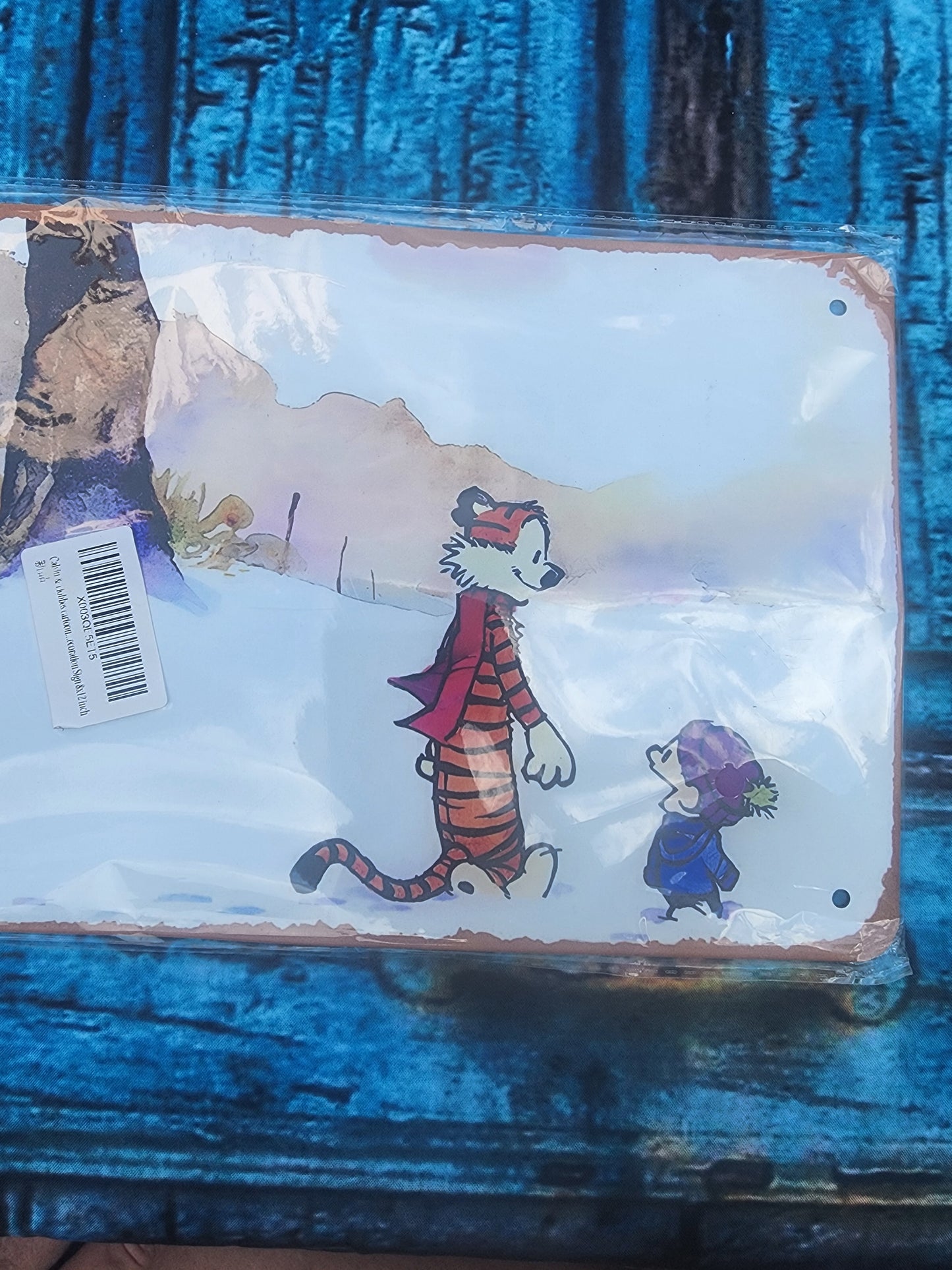 Metal Tin with Calvin  & Hobbes sign, Tiger