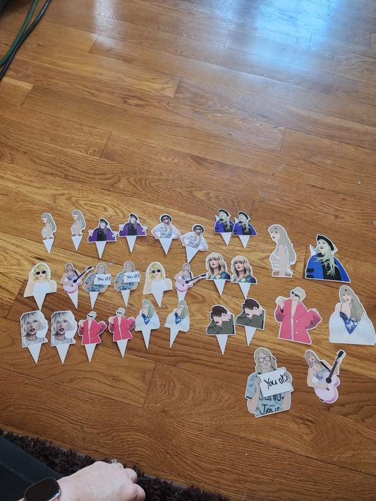 Taylor Swift 24 cupcake Toppers of Taylor & 6 4"-5" Taylor decorations