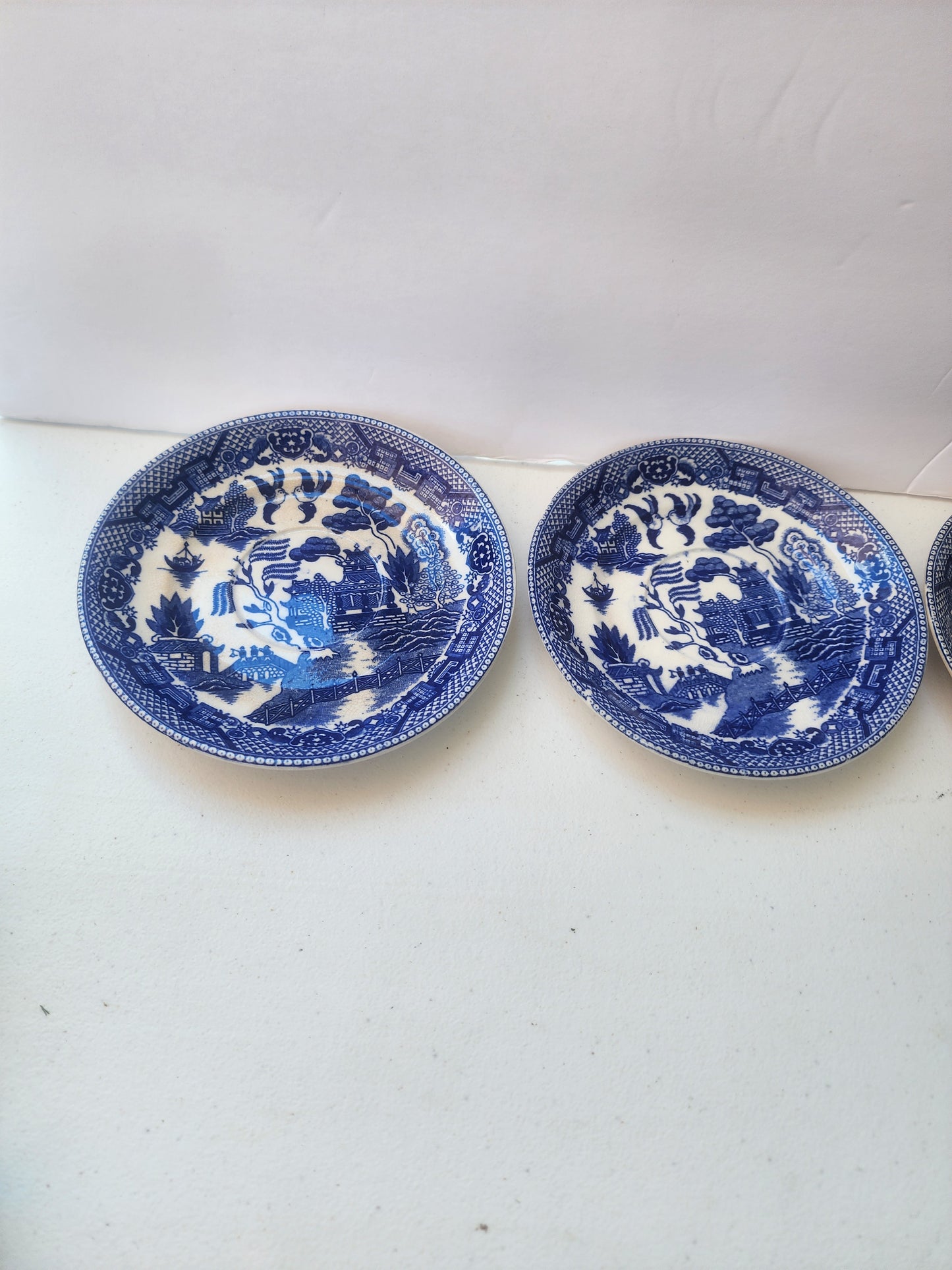 Vintage Blue Willow Teacup & Saucer Set of 8 Blue Transferware Japan