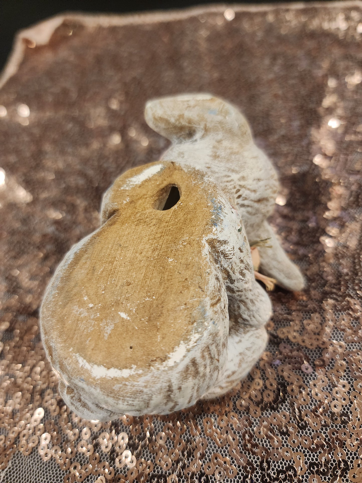 Cute Ceramic Rabbit laying playfully on back just in time for Easter