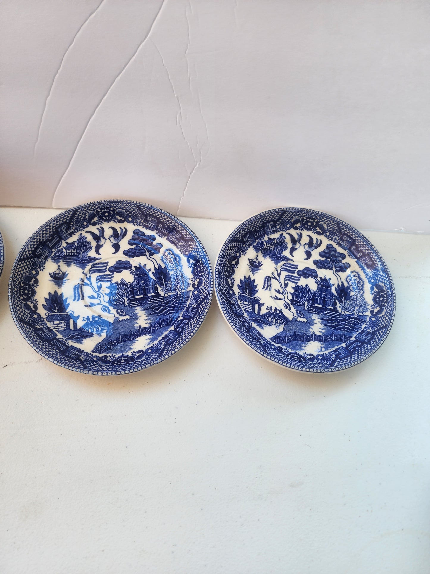 Vintage Blue Willow Teacup & Saucer Set of 8 Blue Transferware Japan