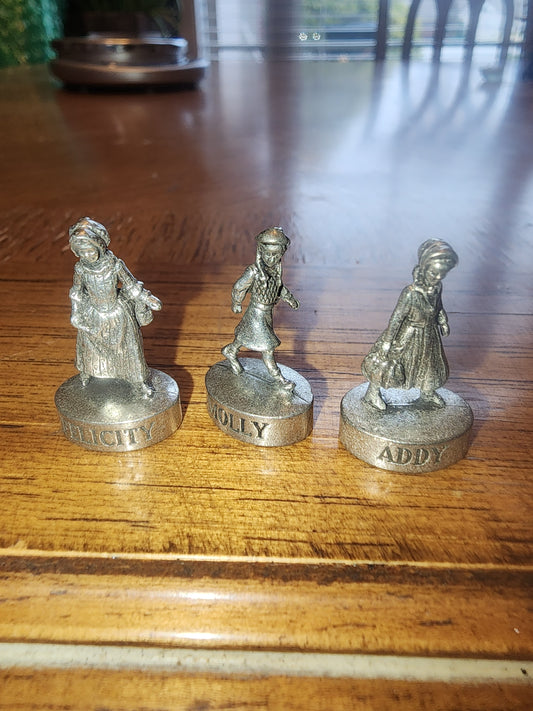 3 American Girl Pewter Pieces 1” tall