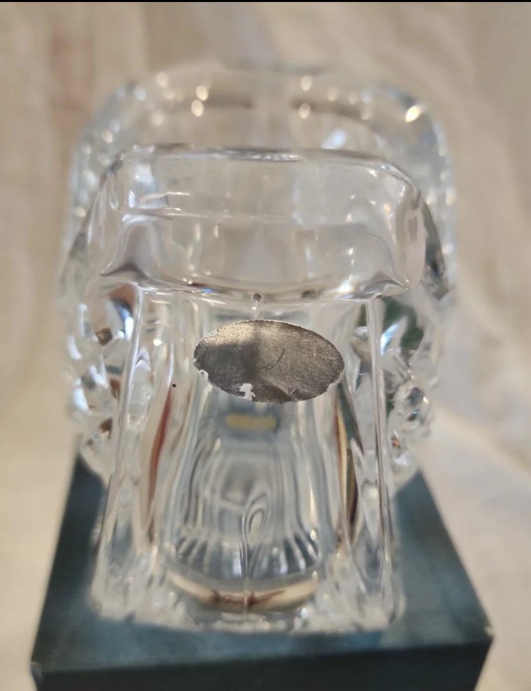 Lenox Sleigh 24% Lead Crystal Glass Christmas Candy Dish Heavy