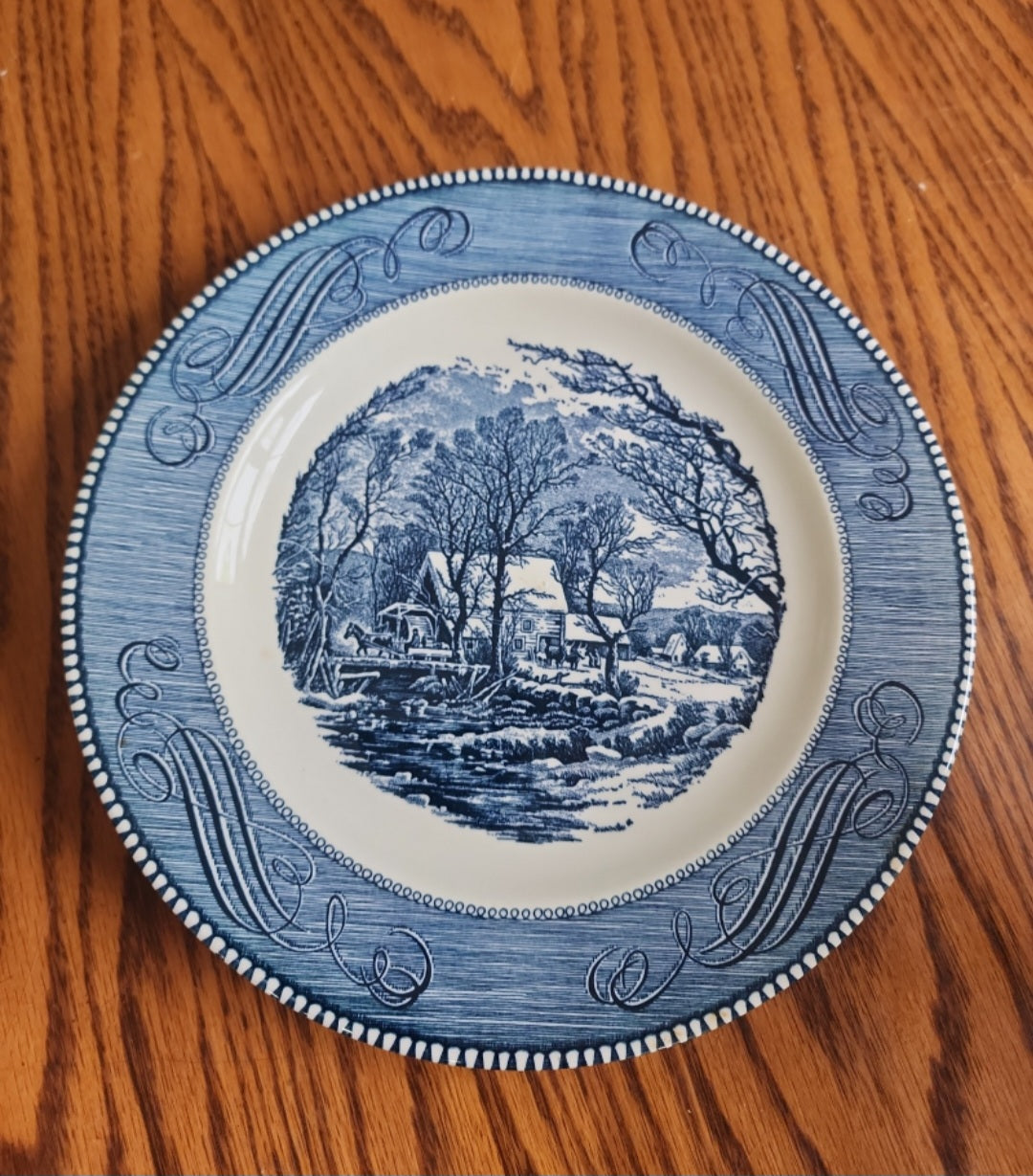 Beautiful Vintage CURRIER & IVES The Old Grist Mill Dinner Plate 10” Apr19_09:00