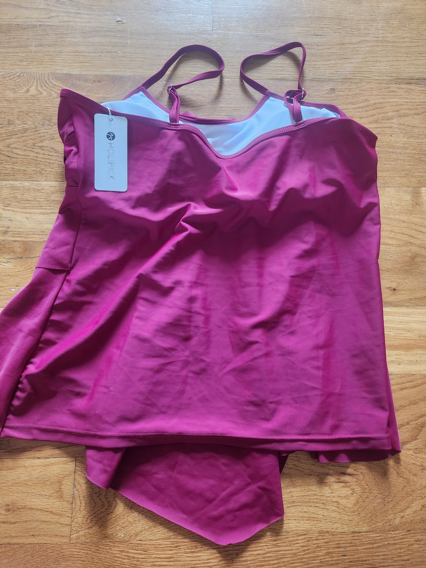 Holipick Tankini Top Womens Size XL NEW  Blouson Adjustable Strap Berry Swimwear