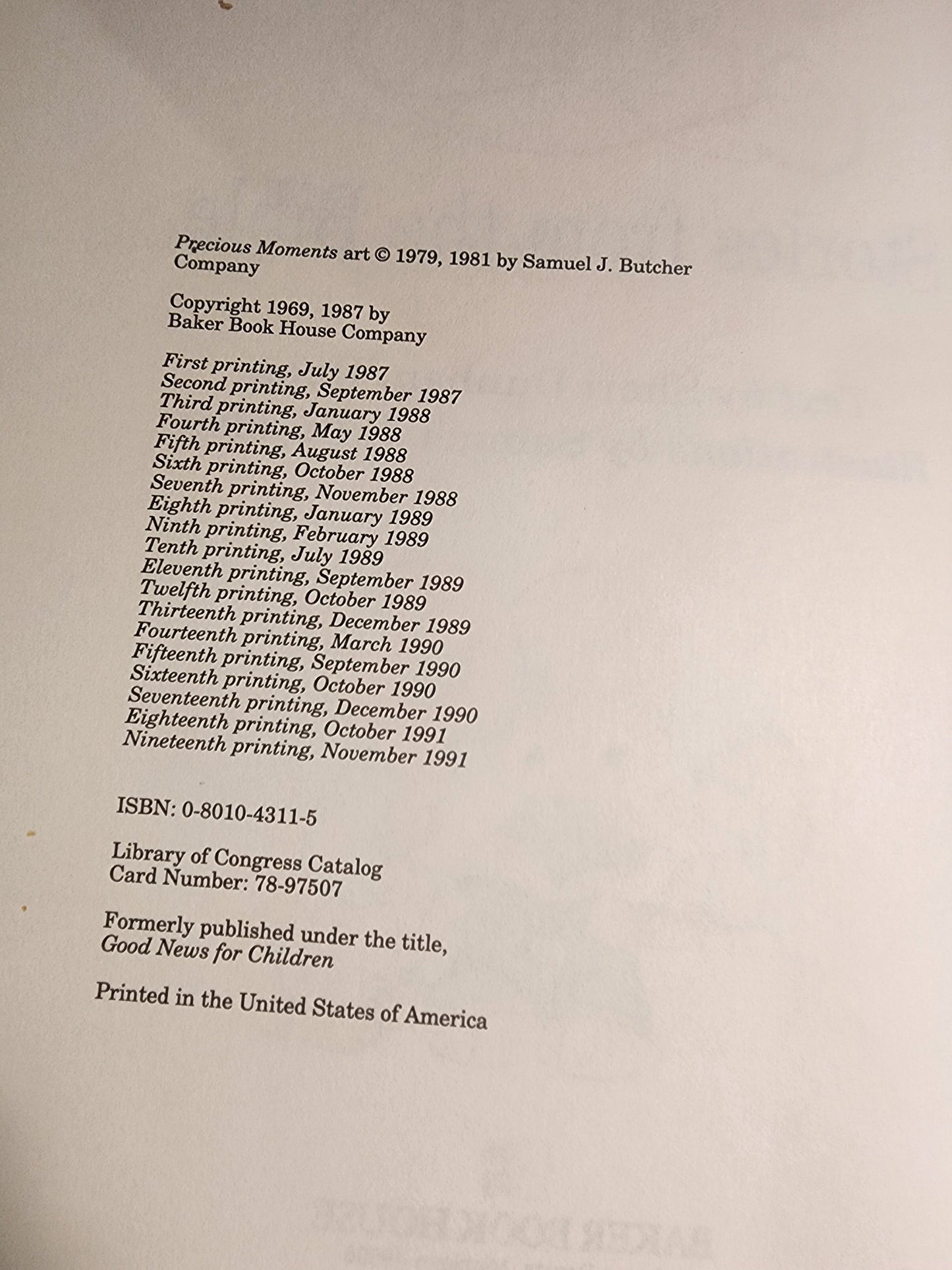 Vintage Precious Moments Stories From The Bible Hardback (1991)