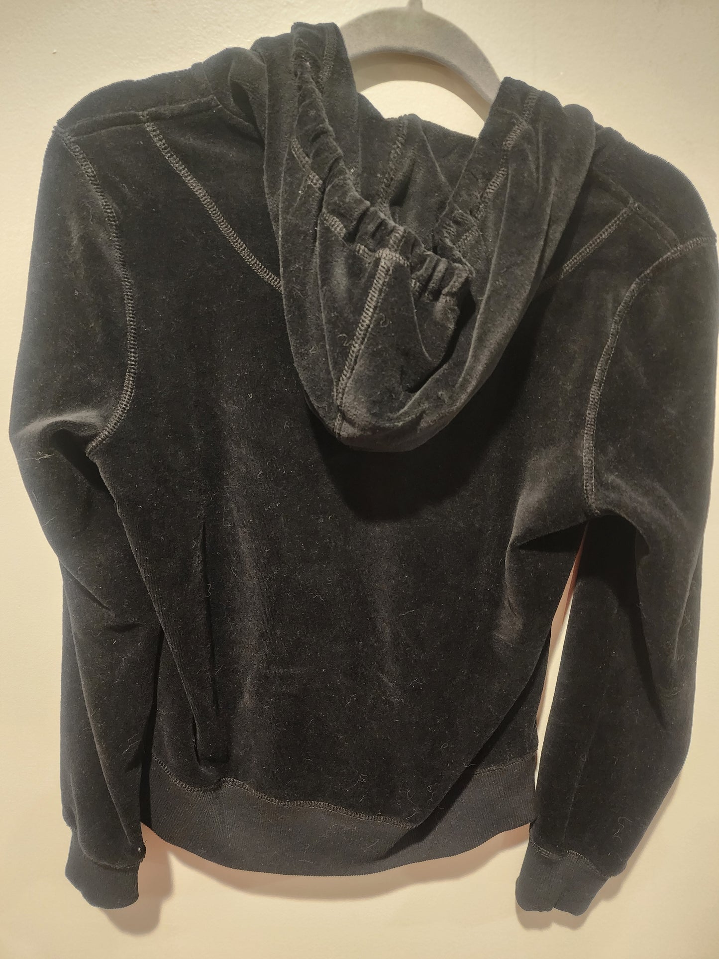 Calvin Klein Velour Jacket Women's Small Black Gold Rhinestone CK Logo Full Zip