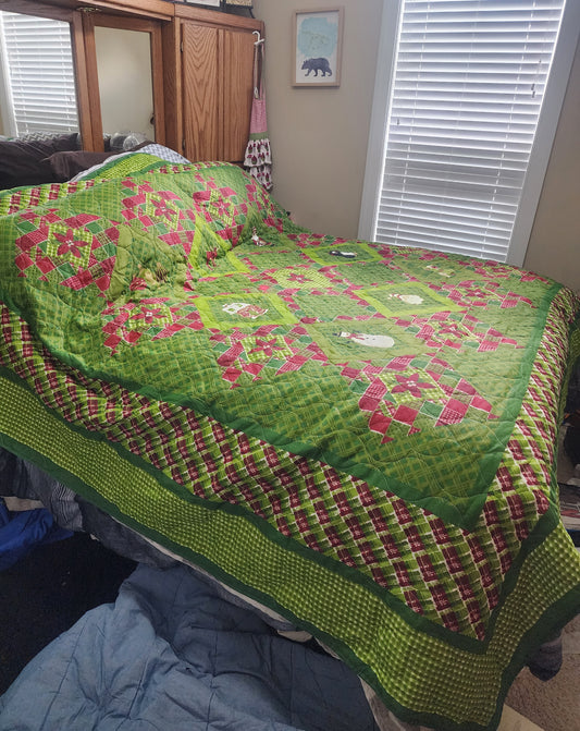 Holiday Time by Pem America King Christmas Quilt - Plaid Patchwork Holiday Motif