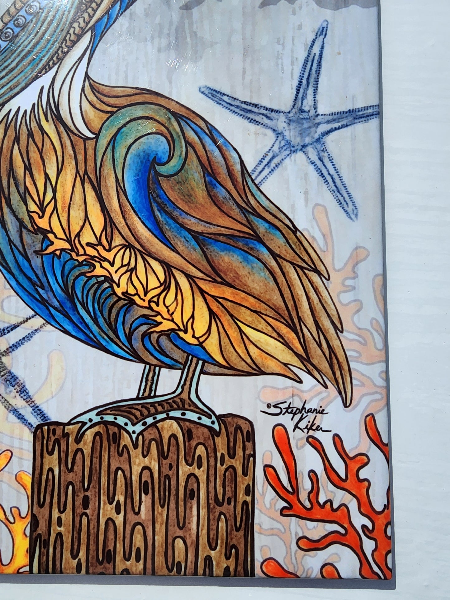 Pelican Perch by Stephanie Kiker  Decor Ceramic Tile , Coastal Beach  6" x 8"