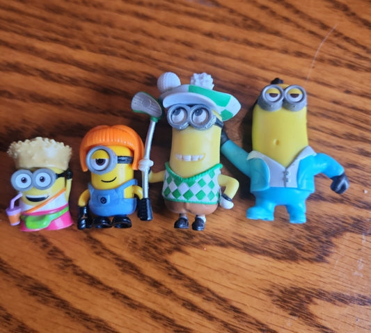 Lot of 4 Minions Golfing, disco, beach & mega blocks