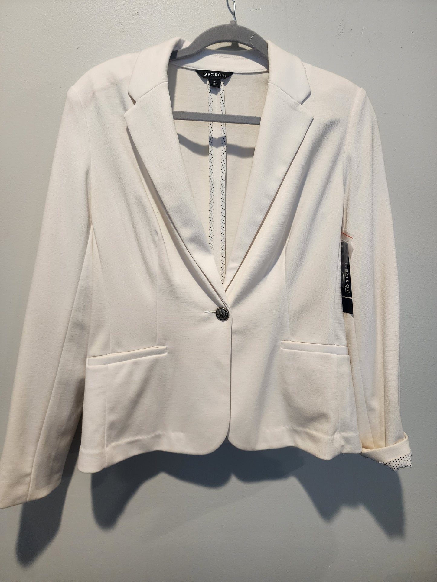 NEW George Women's Arctic White Ponte Blazer Jacket Size 10 NWT Business Casual