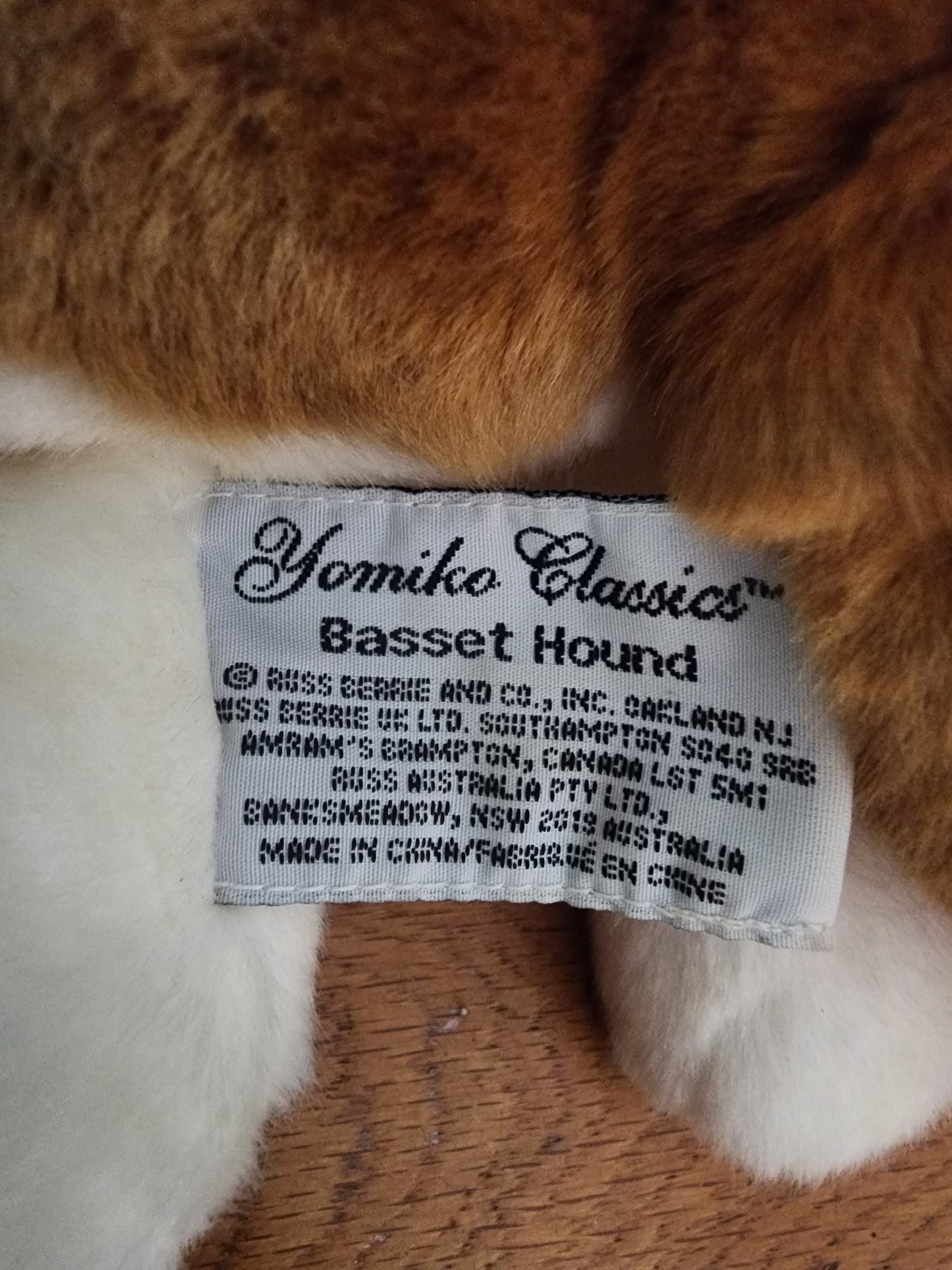 Russ Berrie Yomiko Classic Dog Plush Basset Hound Stuffed Animal Realistic 16"