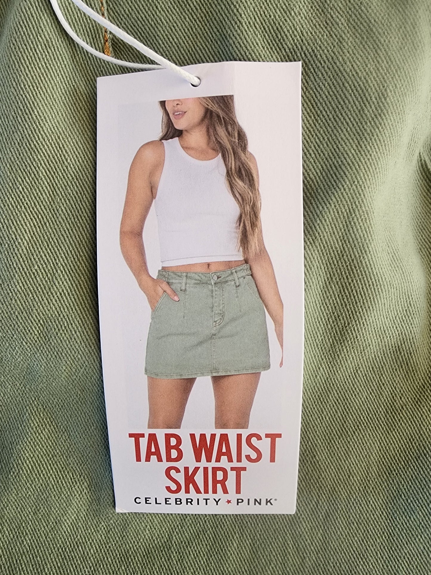 Women's New Green Denim Skirt 13/31 by Celebrity Pink 14.75" long waist 31"