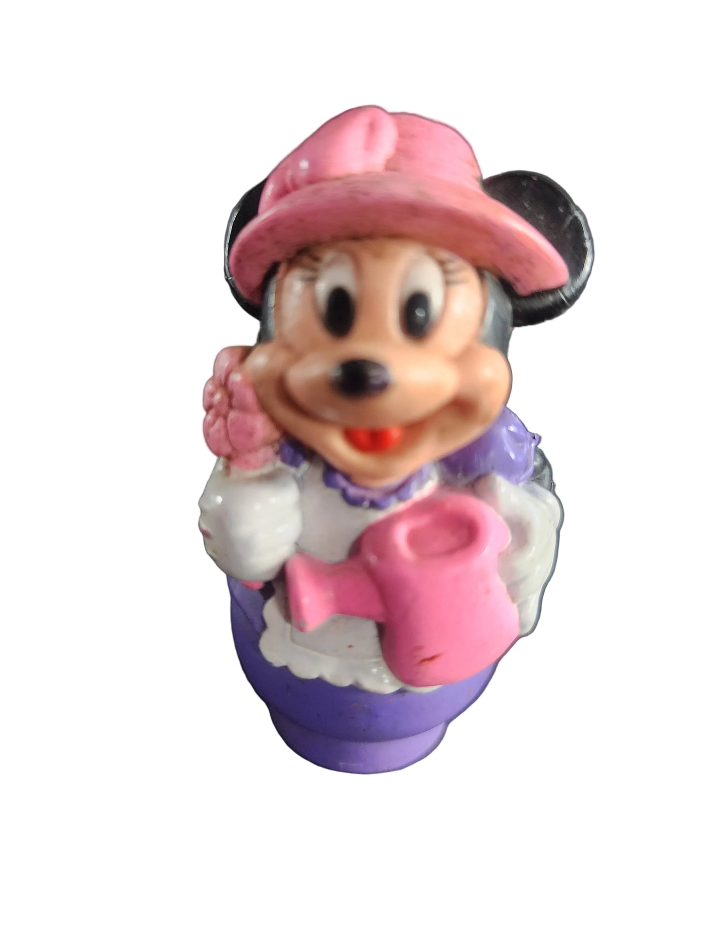 Vintage Disney Mattel Arco Mickeytown: Minnie Mouse with Watering Can Figure, finger puppet