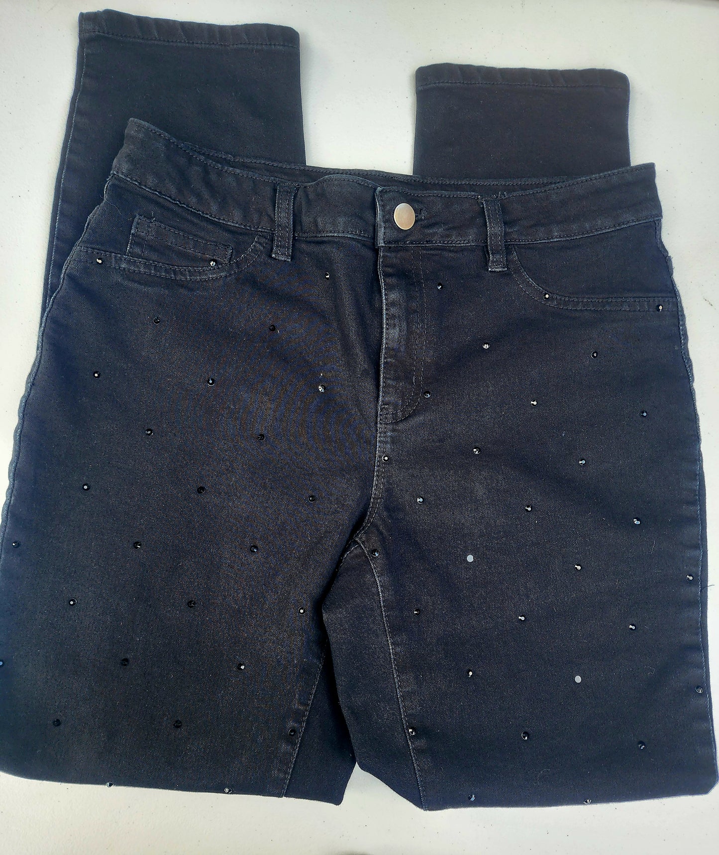Women's Black Jeans with embellished studs on front by Boston Proper size 8.