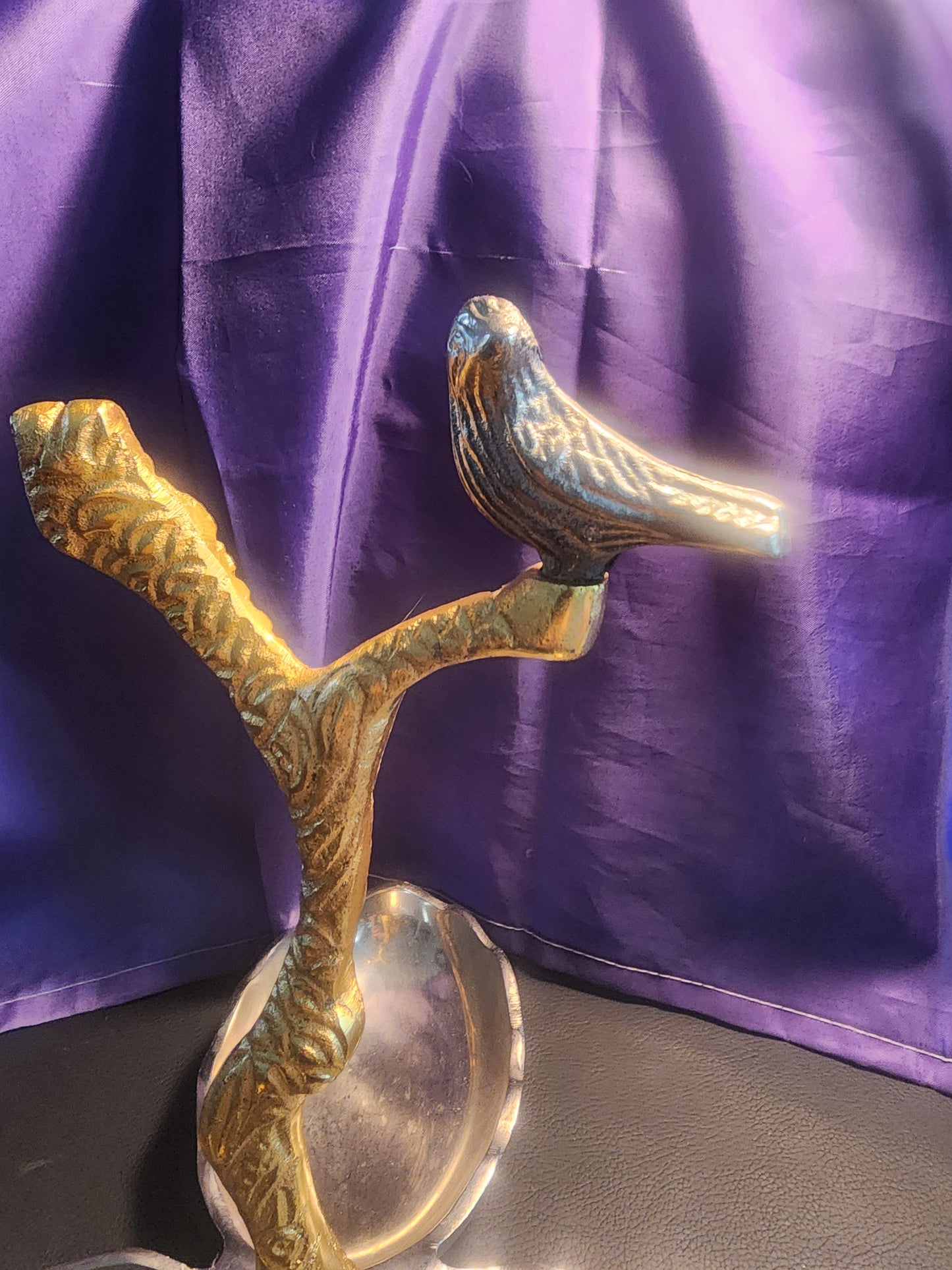 Divided Serving Dish Tray Bird Tree Snack Appetizer Metal  Kitchen Decor