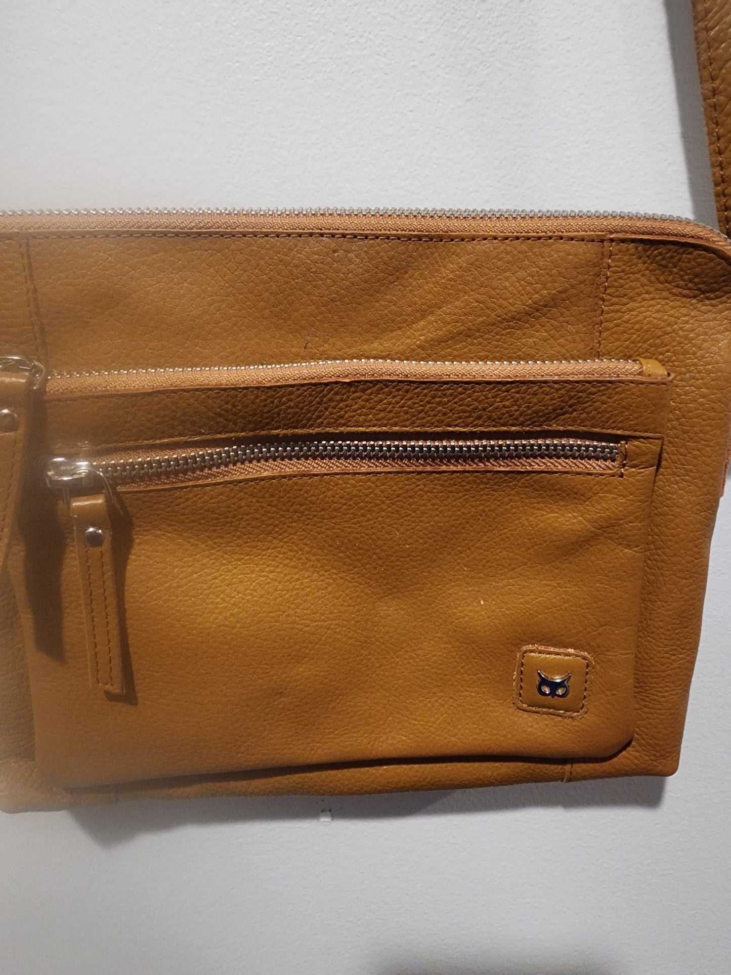 Wise Owl Brown  Leather Purse Crossbody