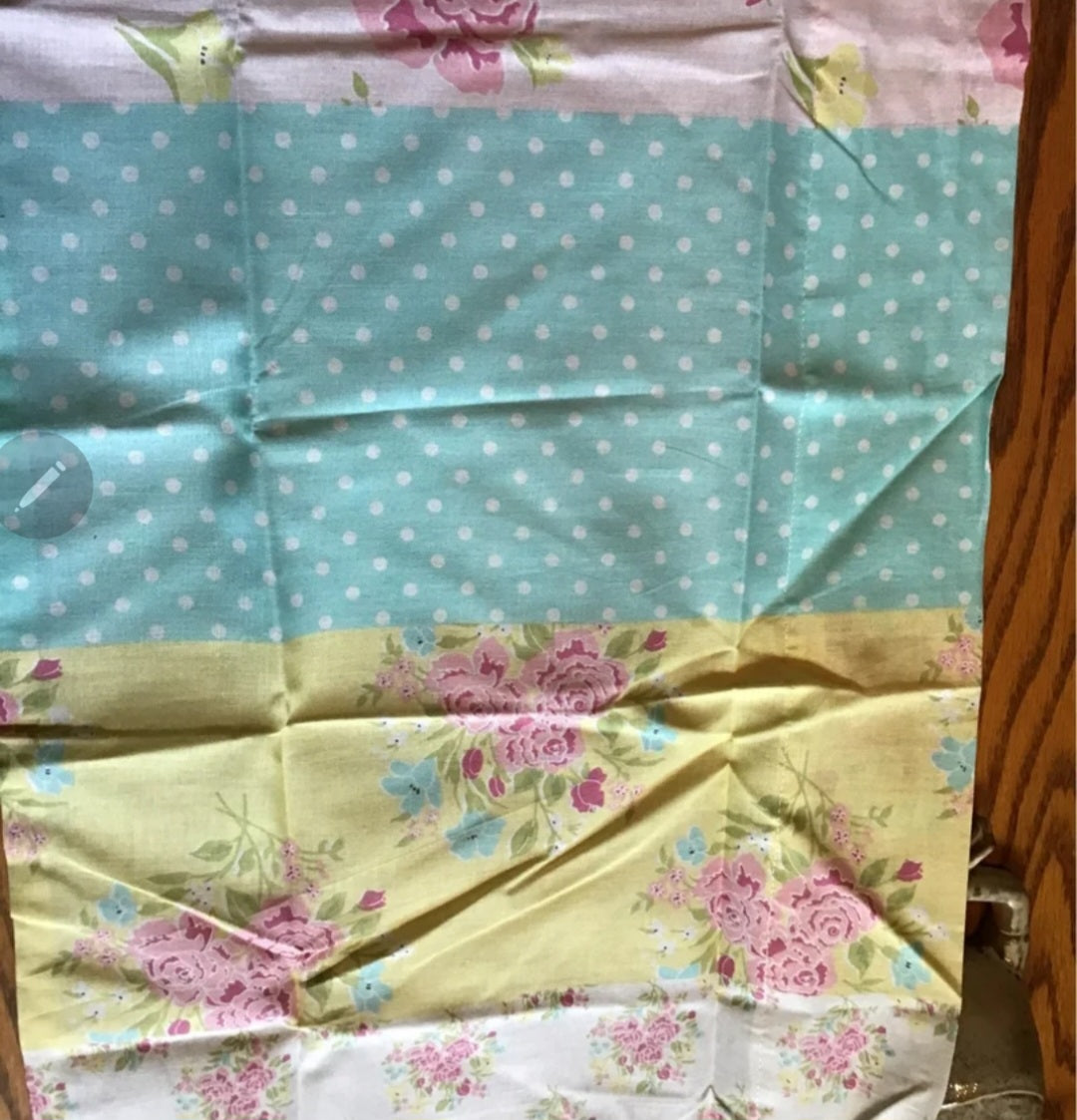 Cabbage Rose Shabby Chic Floral Striped Polka Dot Fabric Valance Curtain