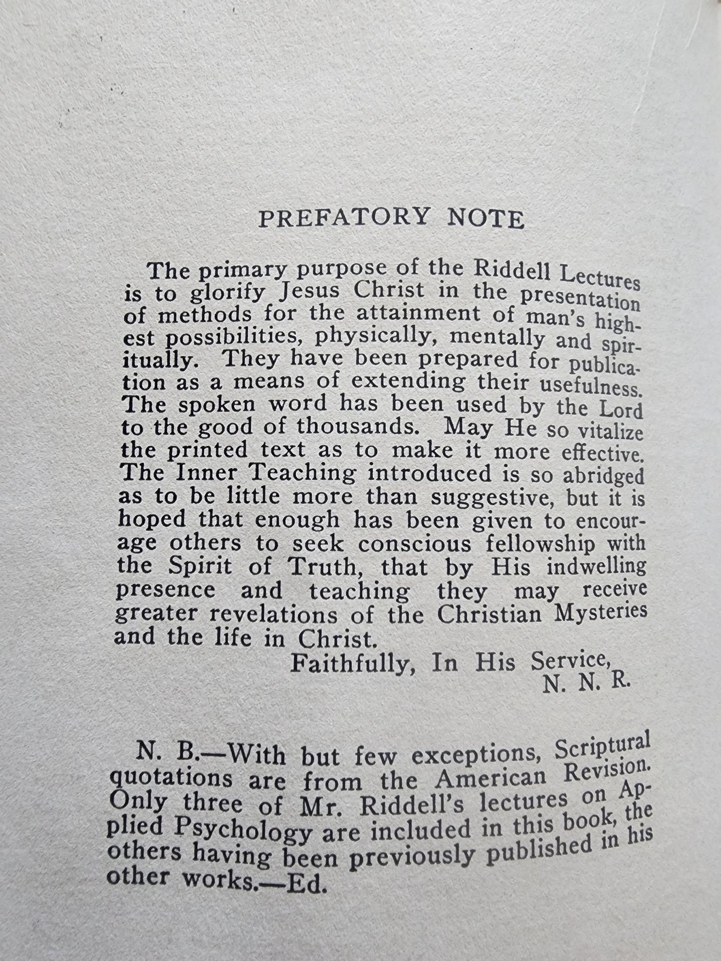 1916 Antique Book METHOD Riddell Lectures Applied Psychology & Vital Christianit