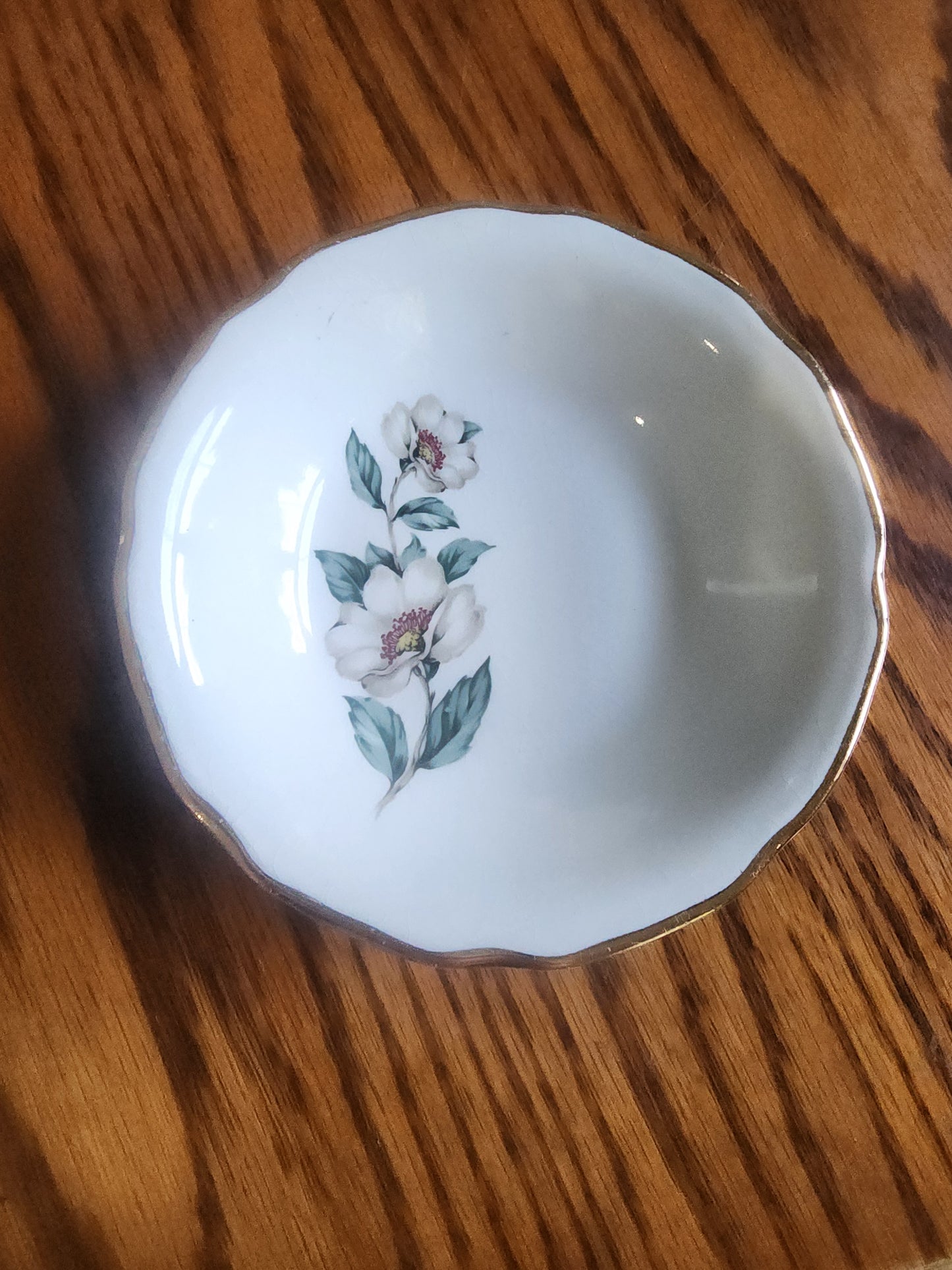 Vintage 1940s Saban Dogwood Floral Ceramic Porcelain 5" Desert Bowl