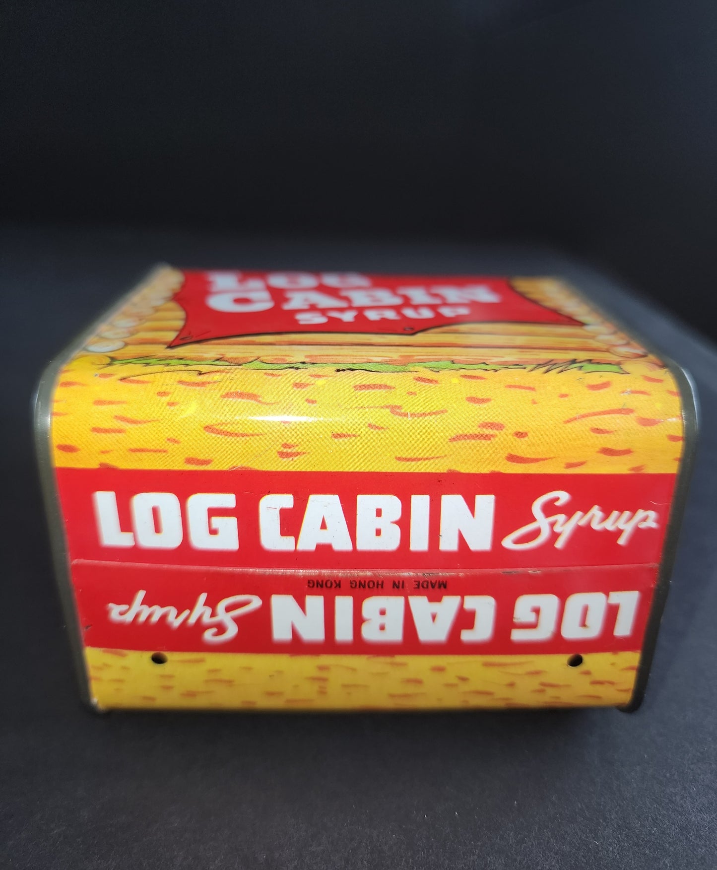 VINTAGE Towle's Log Cabin Syrup Tin Metal Promotional Coin Bank