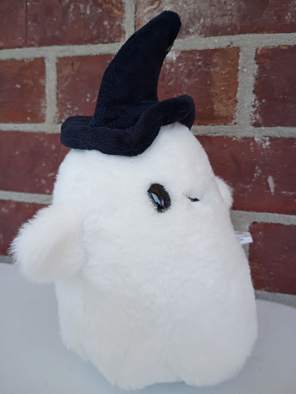 Cute Ghost Plush with Black Witch Hat 9.5” Halloween Stuffed Animal Decor