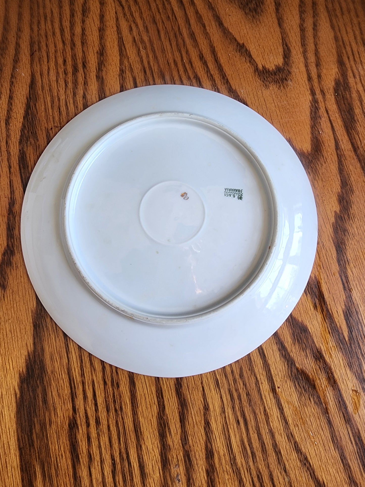 >Antique Z.S. & Co Bavaria Porcelain Plate - Pink & Yellow Roses - 7 5/8" - Gold Rim