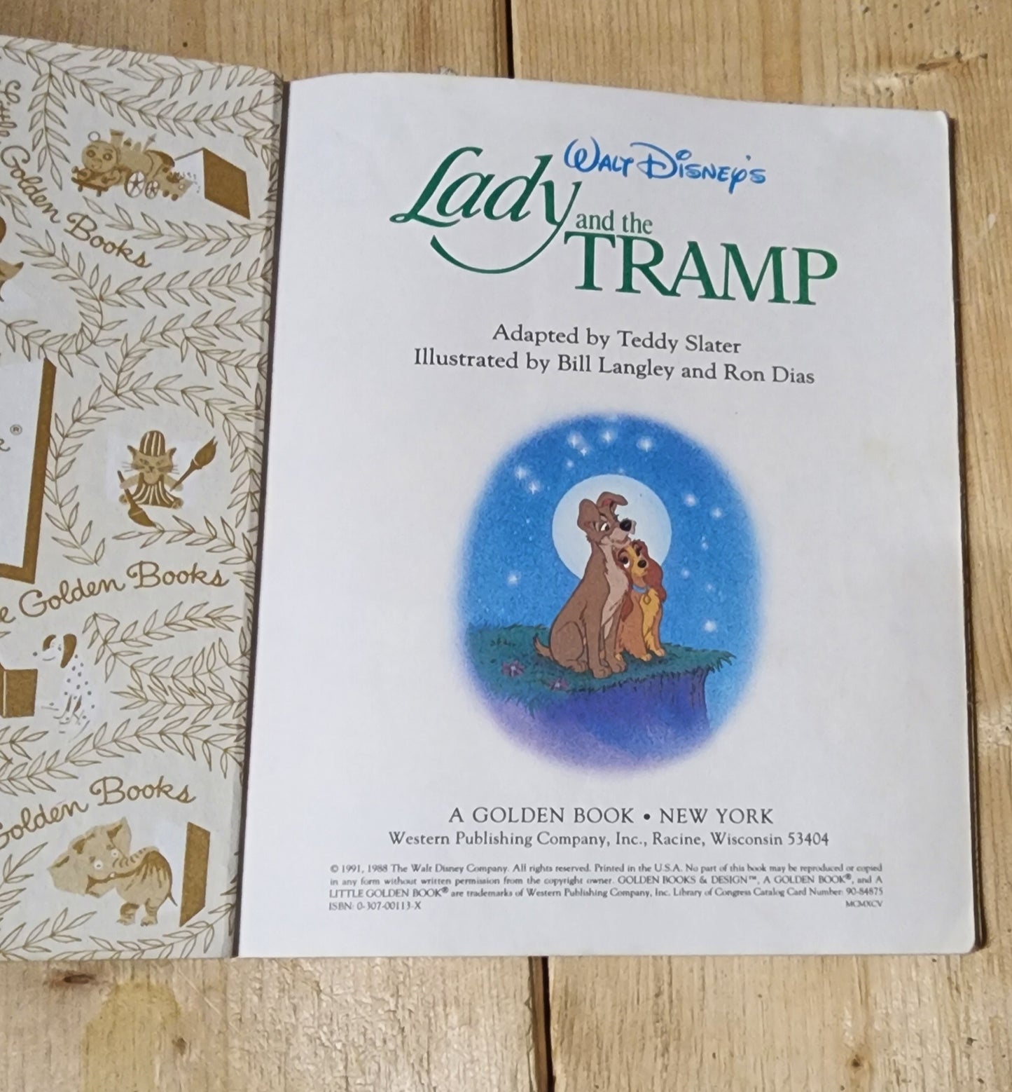 Vintage Book a Little Golden Book Walt Disney's Lady And The Tramp (1991)