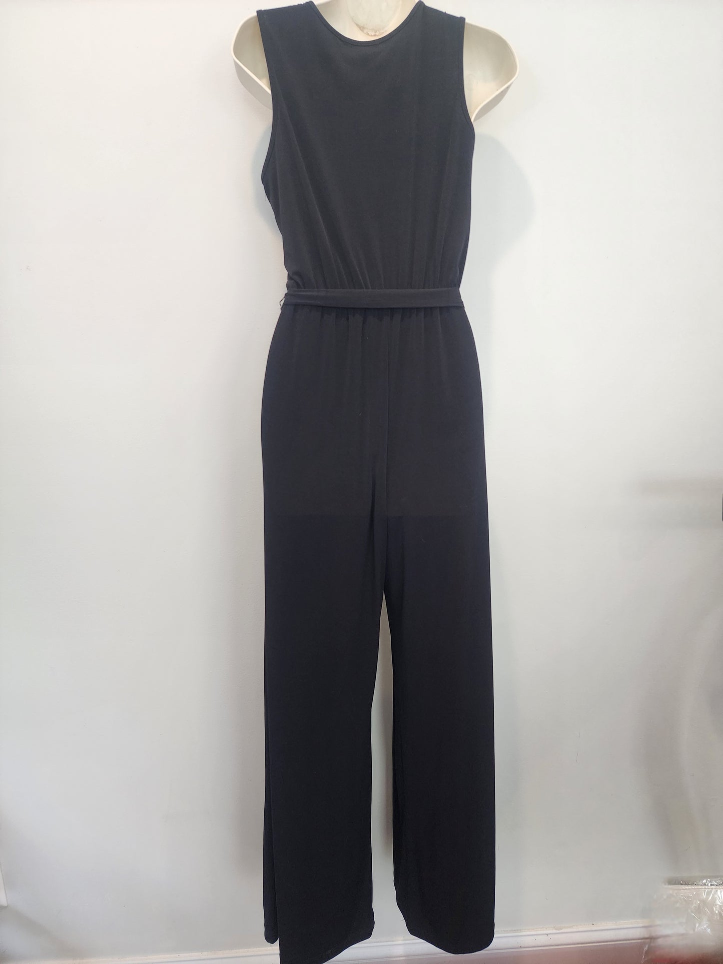 Espesso Women's Sleeveless Jumpsuit Pants Black with Gold Zipper Size M