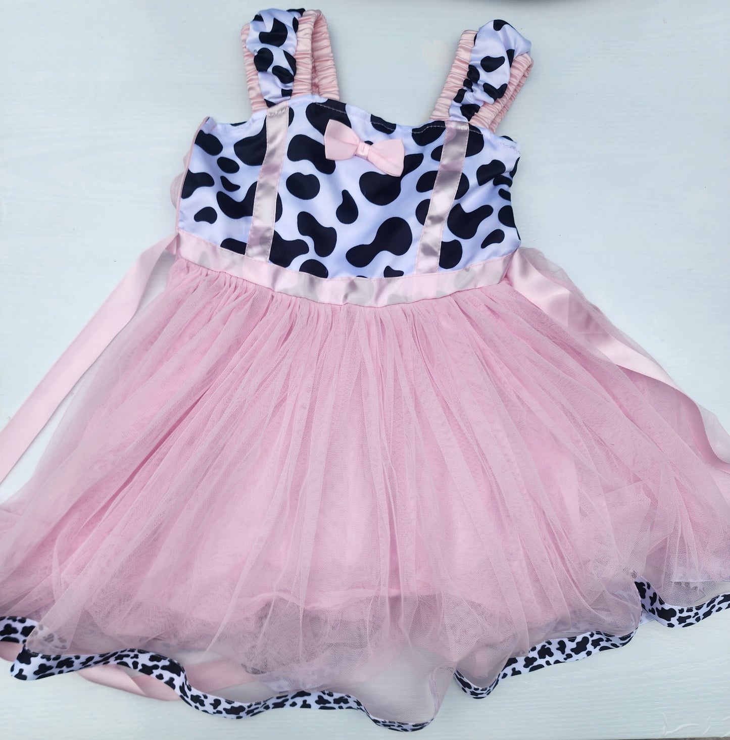 Cute Toddler Girls 2T Pink Tulle Cow Print Dress Vaca Lola Style Pageant Play
