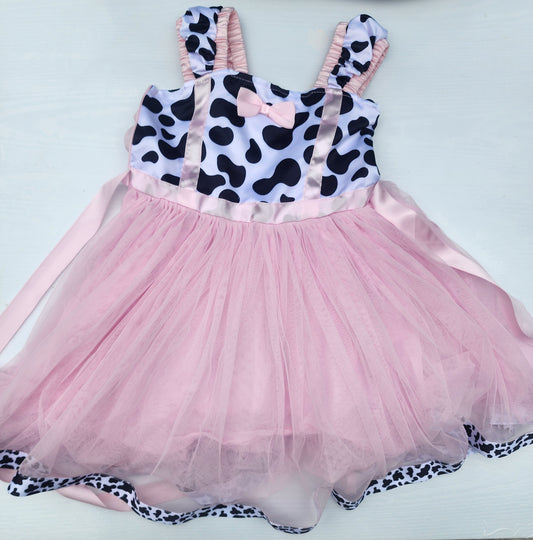 Cute Toddler Girls 2T Pink Tulle Cow Print Dress Vaca Lola Style Pageant Play