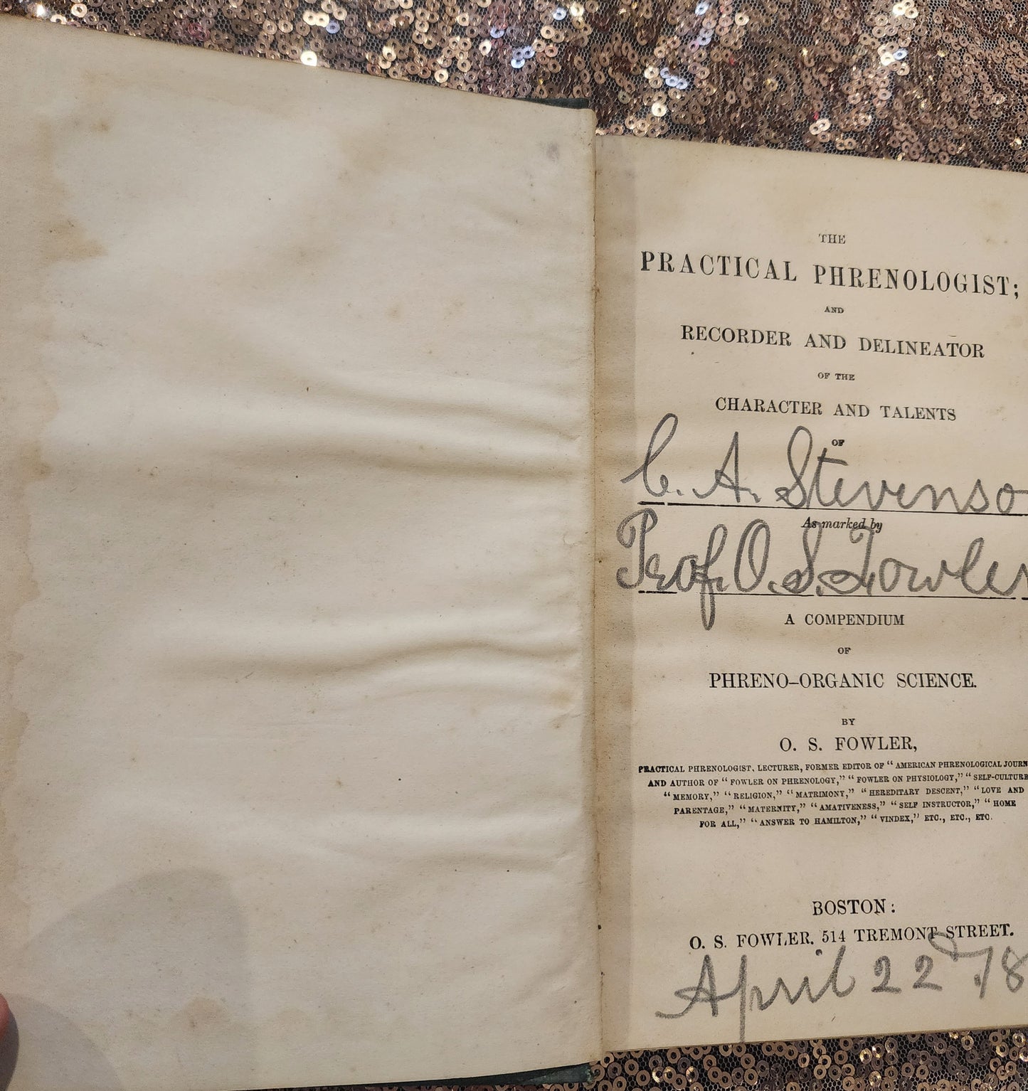 Rare Book, The Practical Phrenologist O.S. Fowler 1869