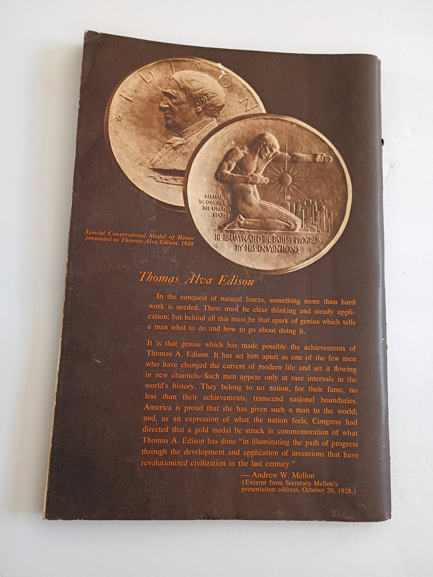 1962 softcover booklet, "Edison: Inspiration to Youth" by Arthur J. Palmer,