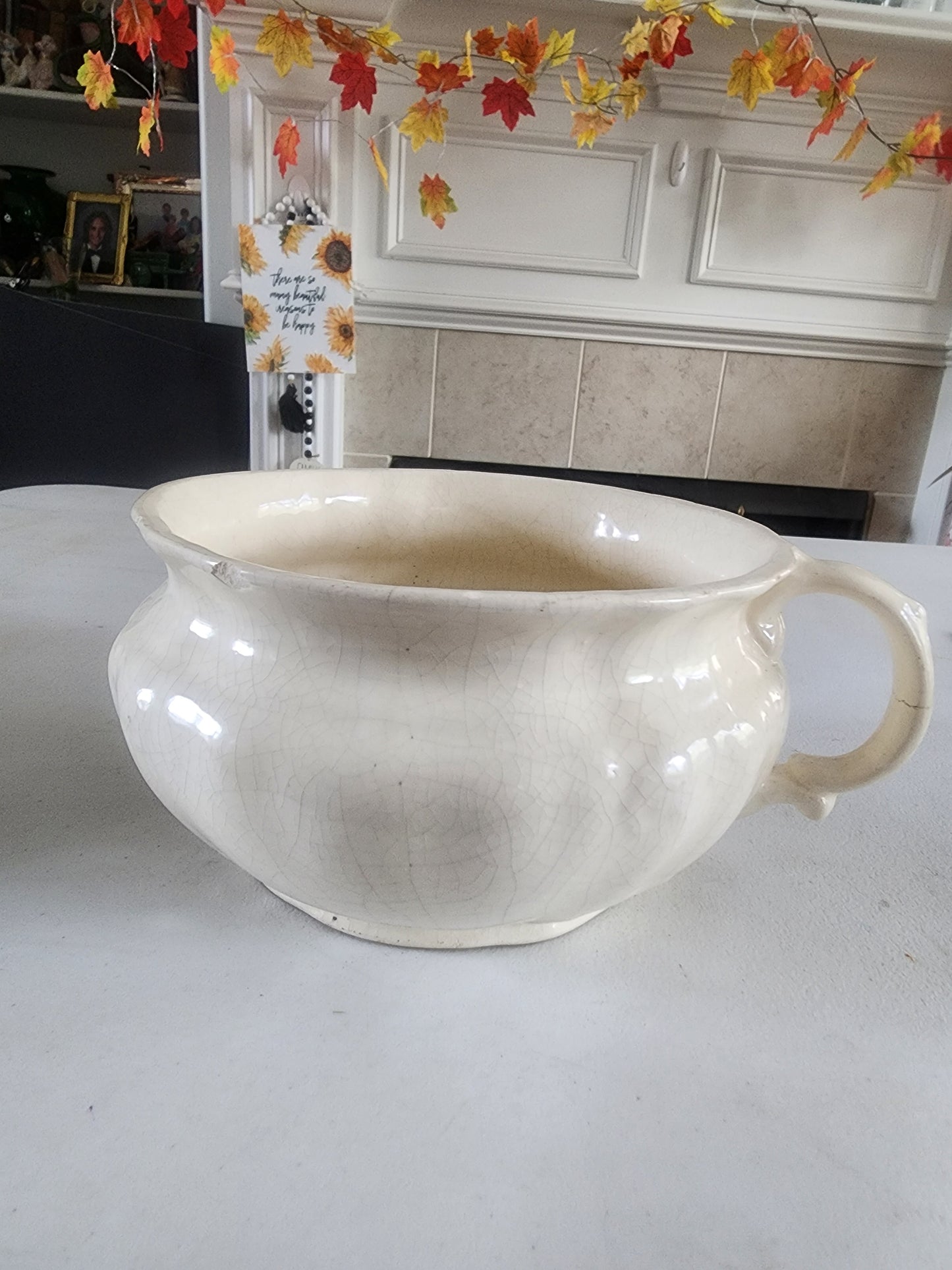 Vintage Antique ironstone off-White Chamber Pot