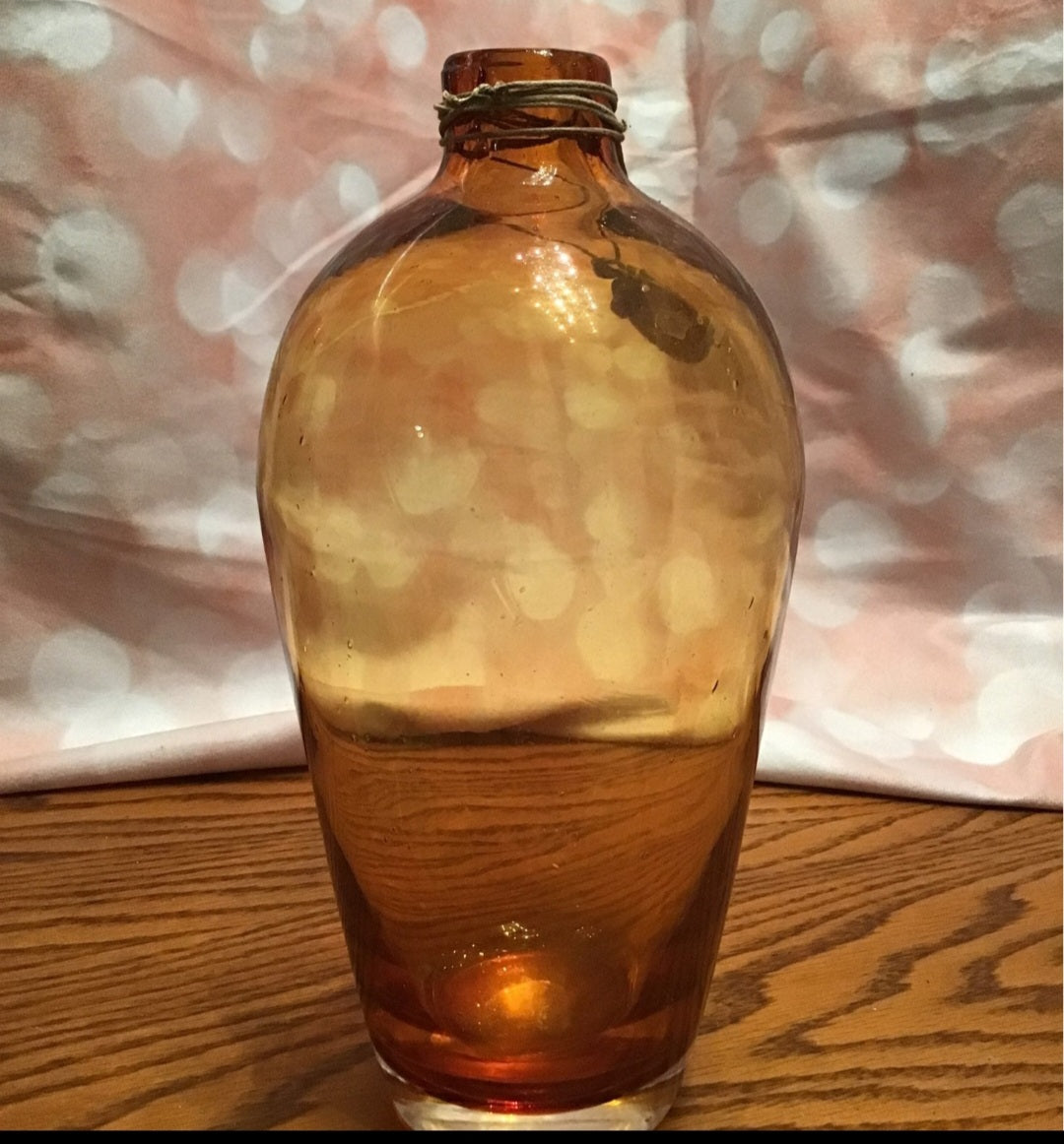 Stunning Vintage Hand-Blown Amber Glass Vase - 10" Tall - Perfect Condition