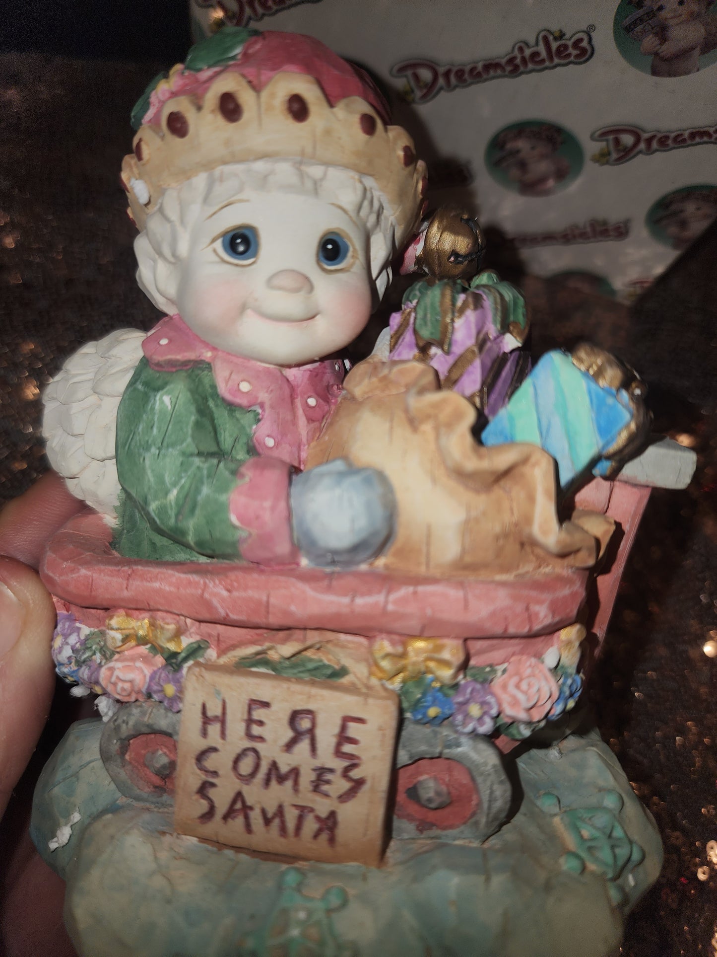 Dreamsicles "Here Comes Santa" cherub figurine, part of the Whittle Wuns collect