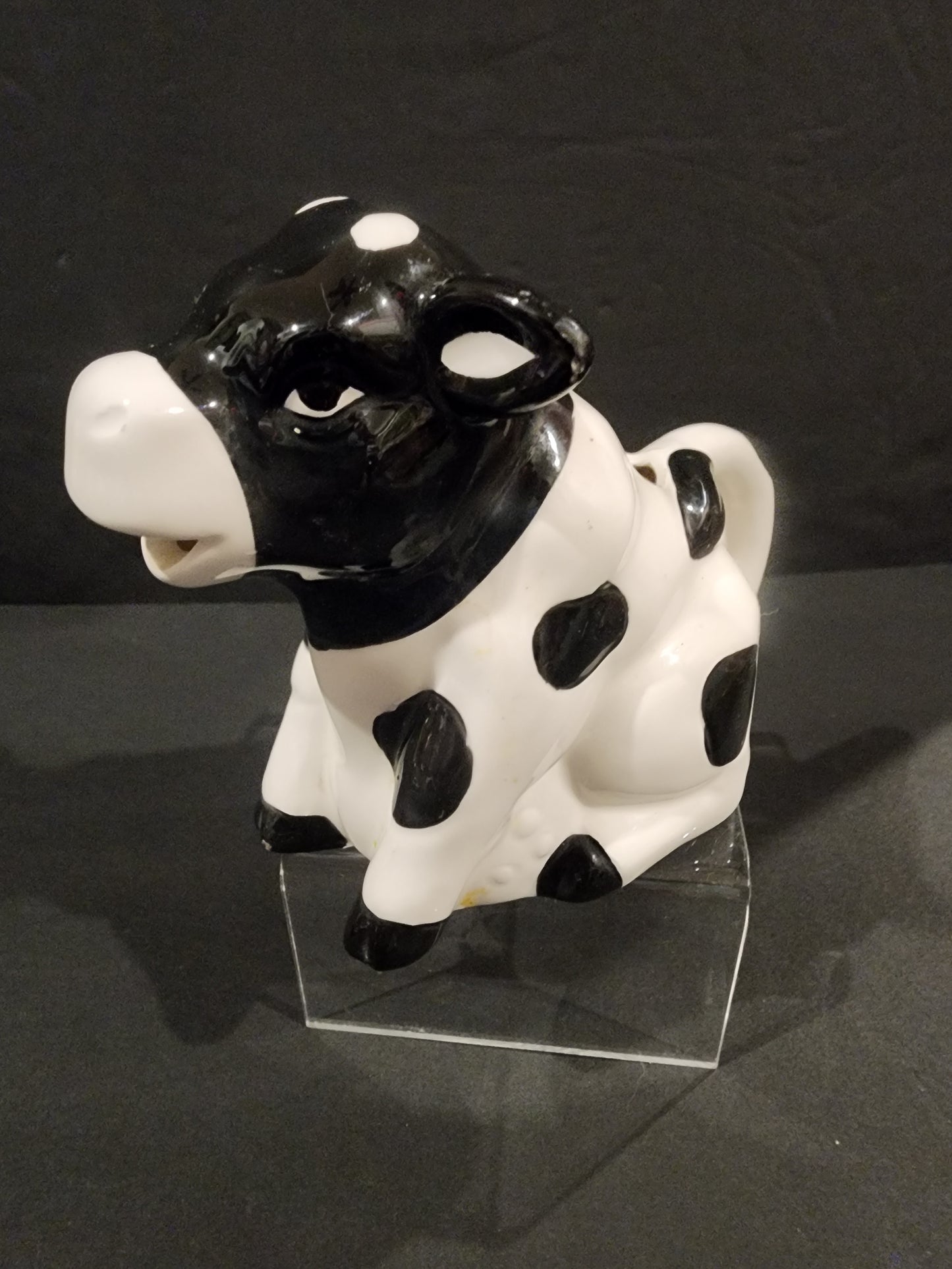 Vintage black & white  cow ceramic creamer pitcher Farmhouse