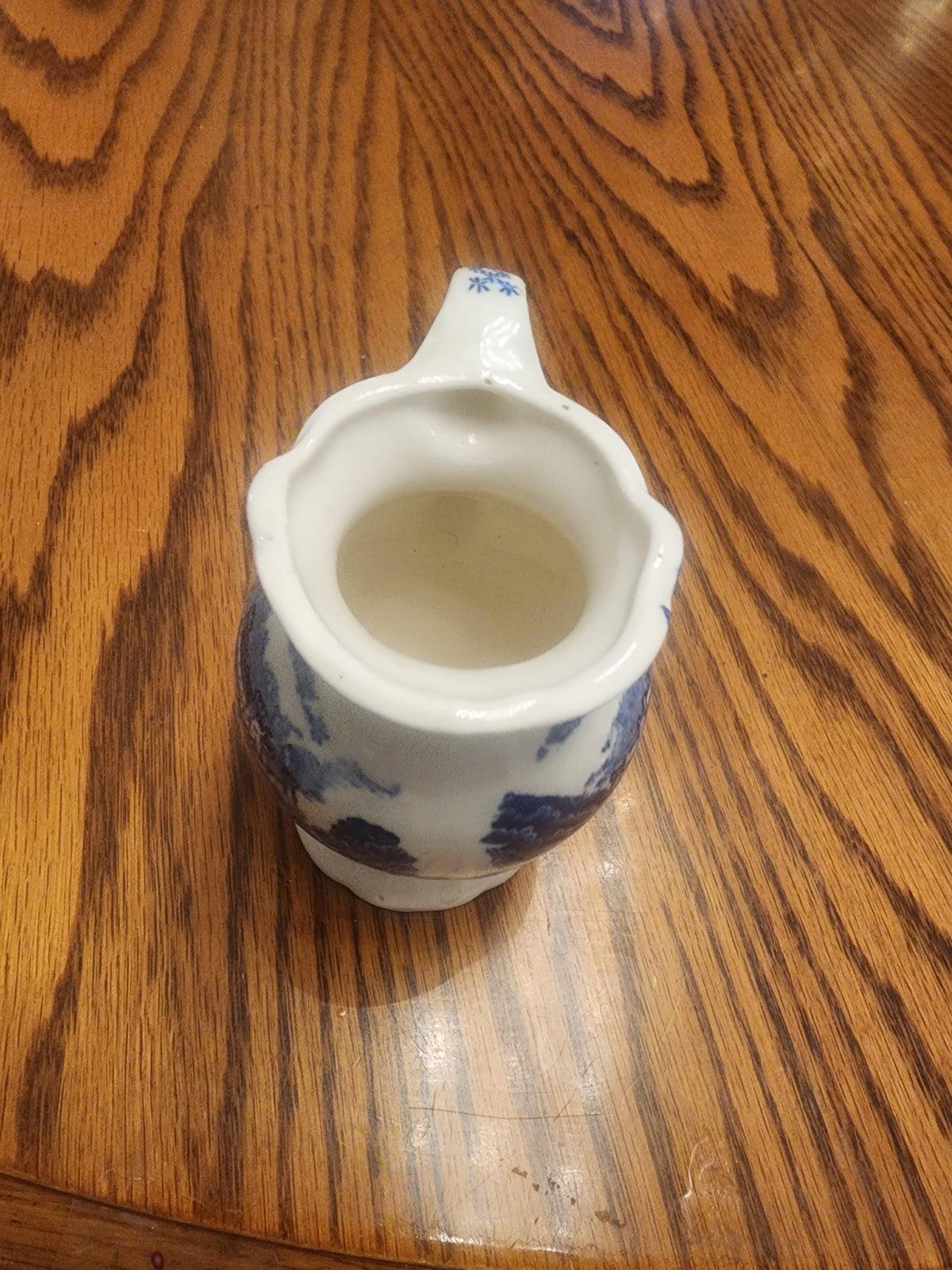 Vintage Blue and White Miniature Pitcher - Castle Scenic Design