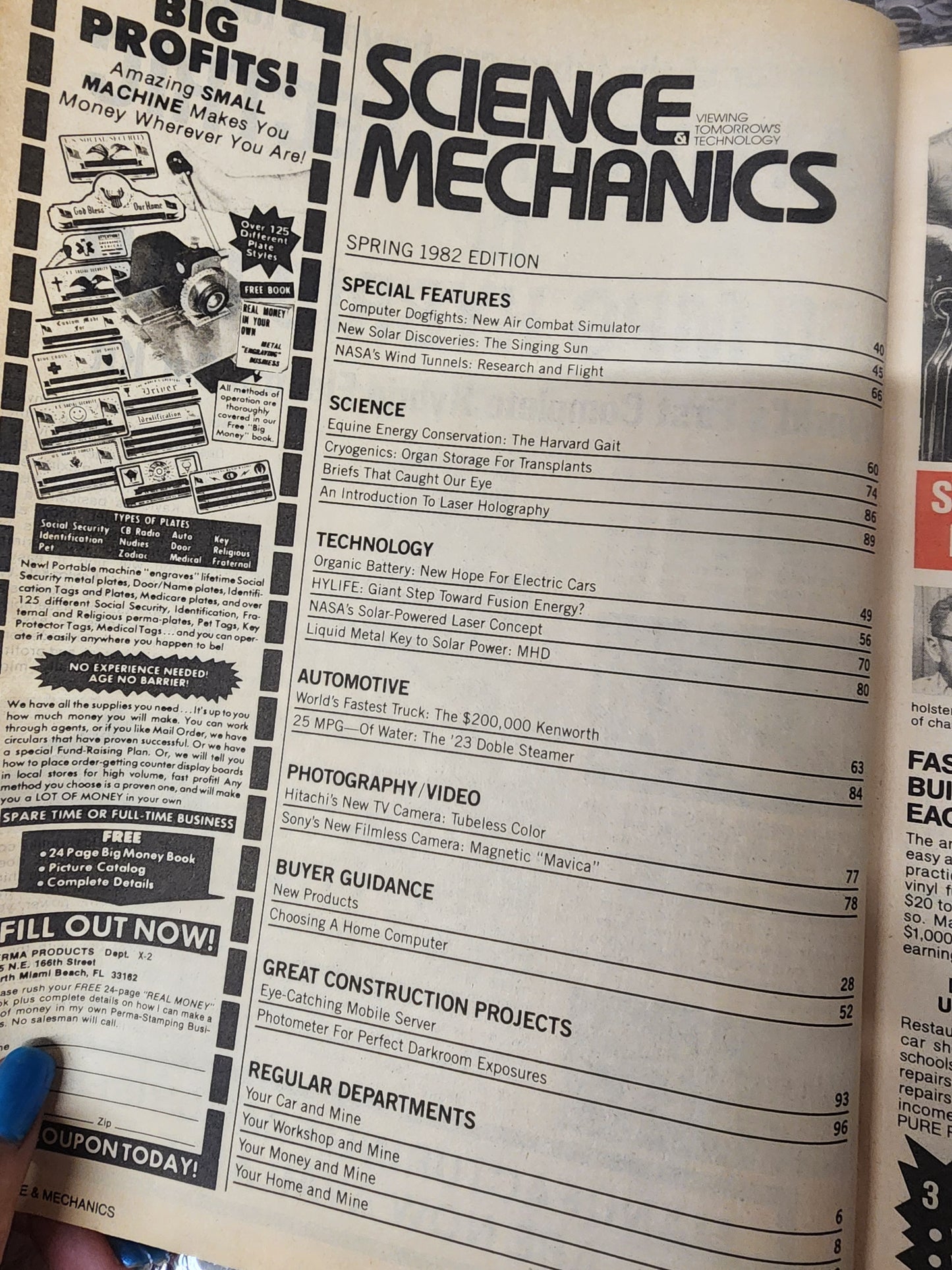 Science & Mechanics Spring 1982 solar discoveries