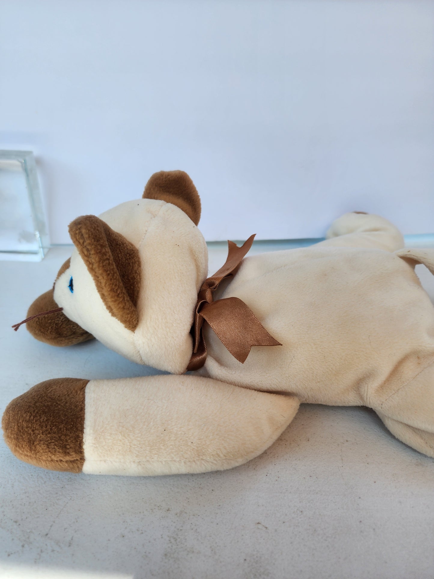 Ty Beanie Pillow Pal MEOW the Cream and Tan 13" Siamese Cat