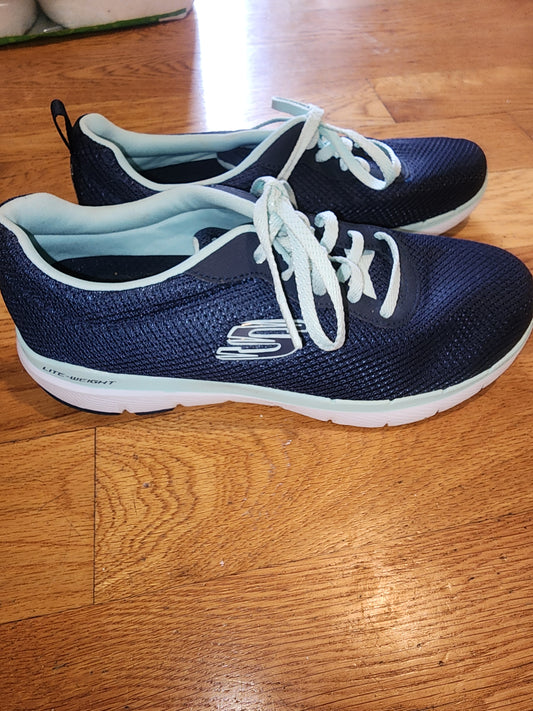 Skechers Lite-Weight Navy Sneakers Womens size 8.5 Air Cooled Memory Foam