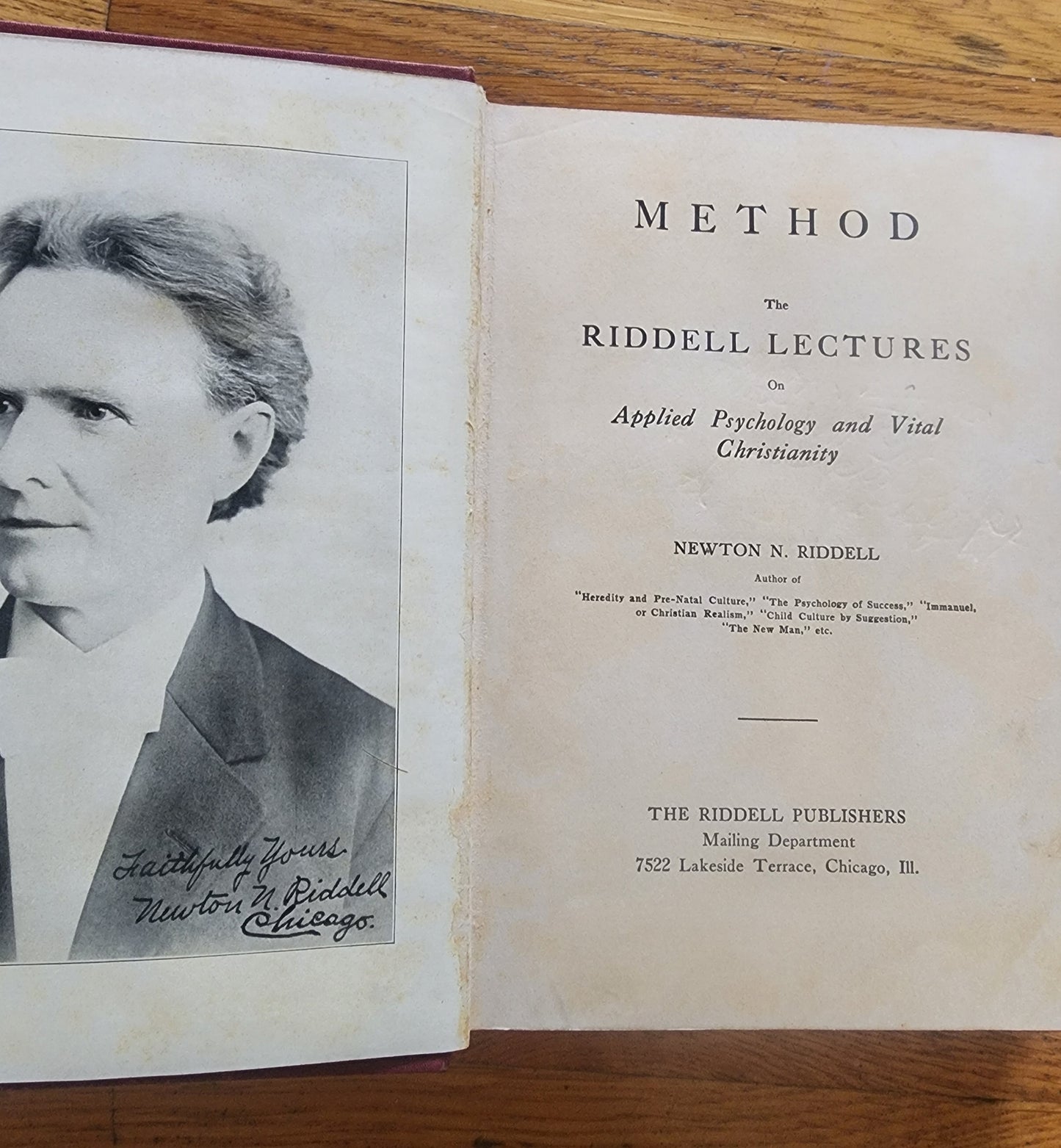 1916 Antique Book METHOD Riddell Lectures Applied Psychology & Vital Christianit