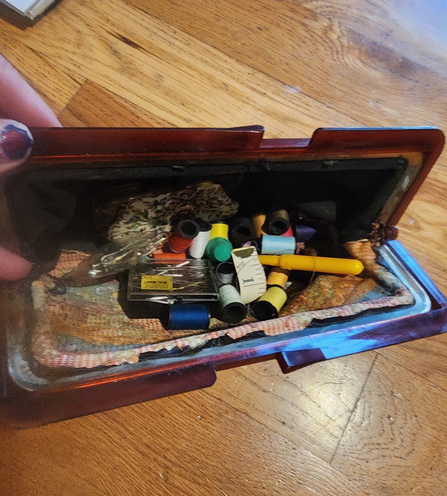 Vintage Tapestry Framed Clutch Purse Floral Amber Lucite Click Closure Black