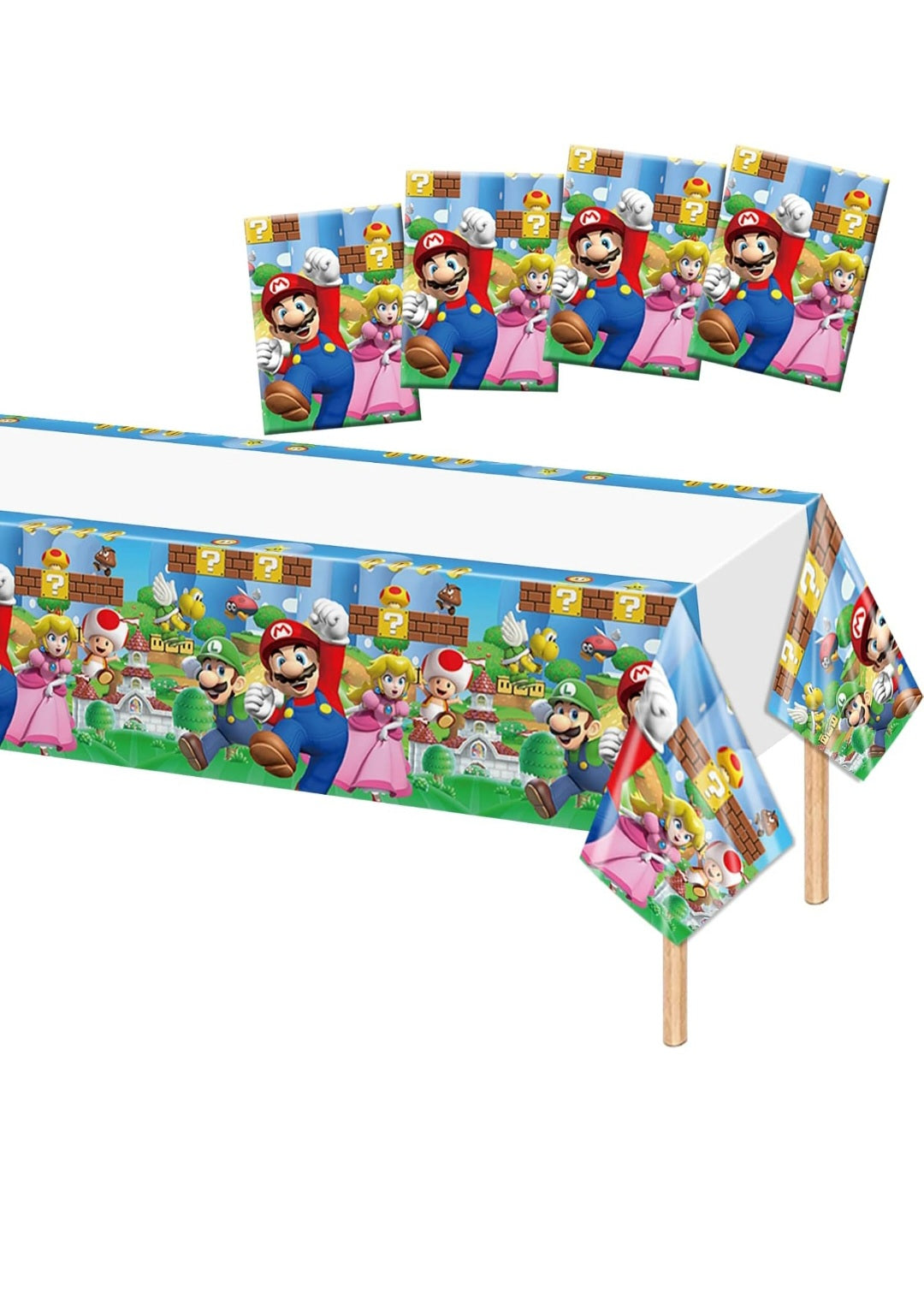 4 PCS Mario Birthday Party Tablecloth 42.5 x 70.8 inch, Brother Party Tablecloth for Mario Birthday Party Supplies Decorations