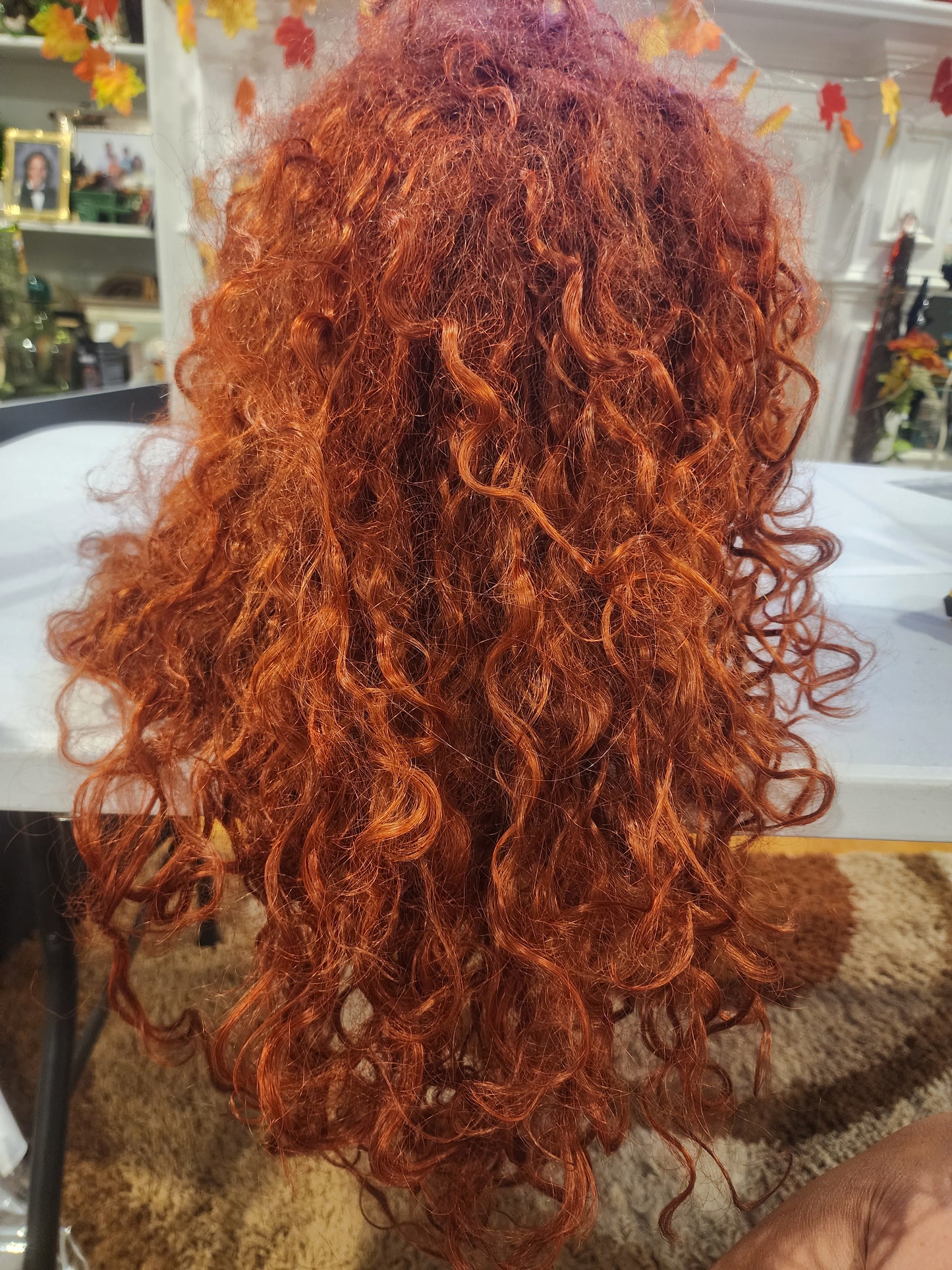 RED curly Wig Poison Ivy or, Princess Merida costume or just to wear.