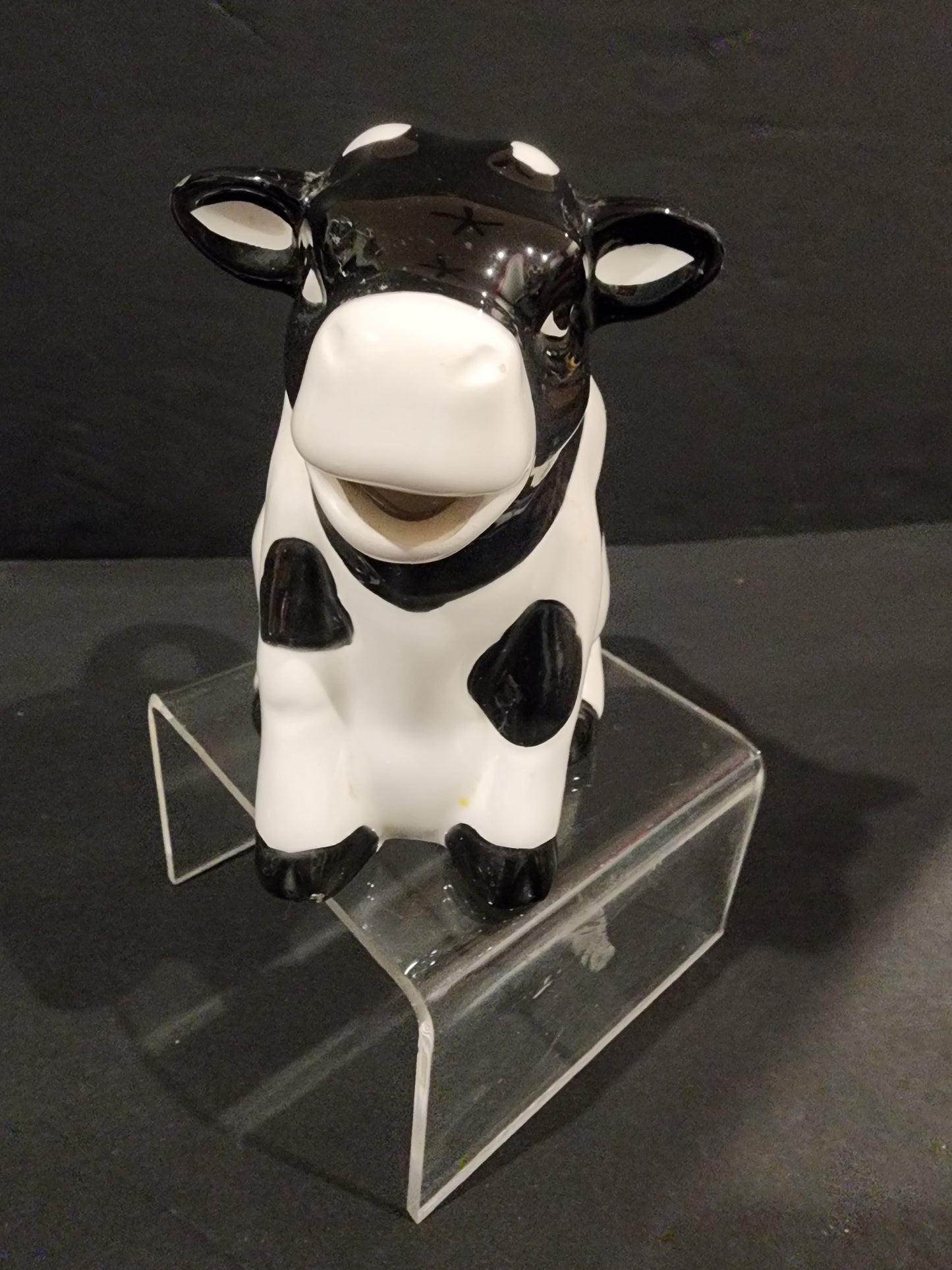 Vintage black & white  cow ceramic creamer pitcher Farmhouse